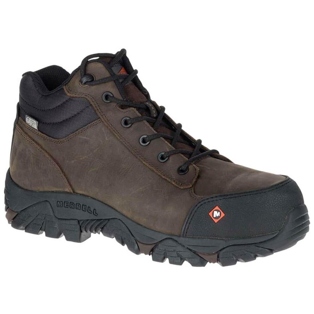 Moab Rover Mid Men's Waterproof Composite Toe Work Boots - Espresso Brown for Construction, Hiking & Outdoor Work