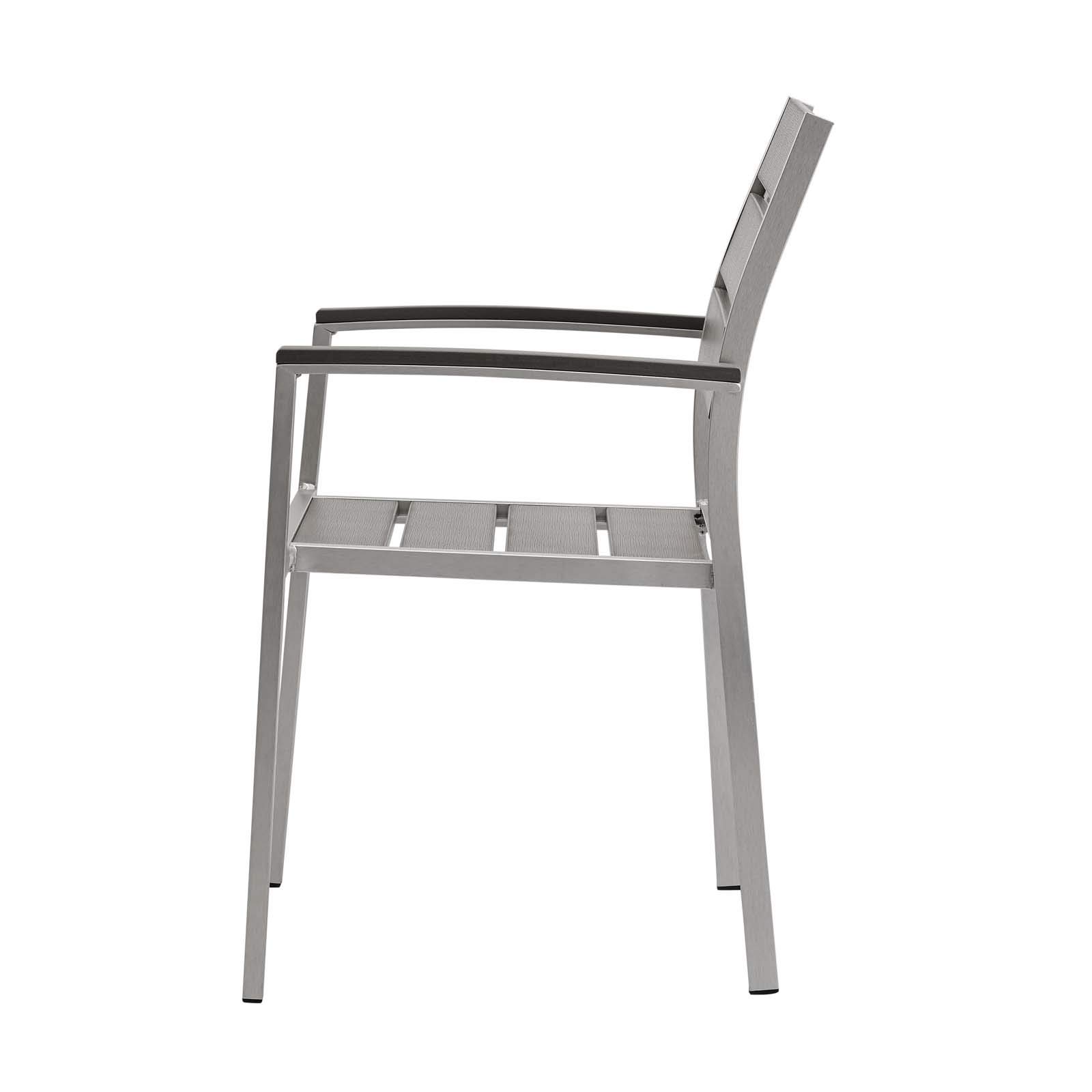 Modern Outdoor Patio Dining Armchair - Waterproof Fabric & Aluminum Frame - Gray/Silver - Perfect for Garden, Poolside & Backyard Relaxation