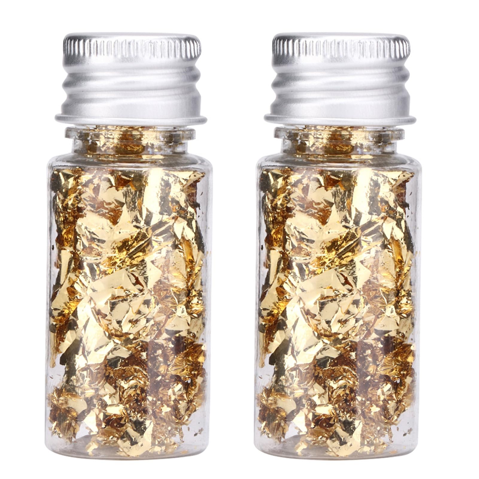 24K Edible Gold Leaf Sheets - 2 Bottles, Decorative Gold Leaf for Cake Decorating, Chocolate, Resin, DIY Crafts, Nails & Jewelry Making - Premium Metallic Gilding Paper for Baking, Cooking & Makeup - Perfect for Wedding Cakes, Gourmet Desserts & Luxury Gift Packaging