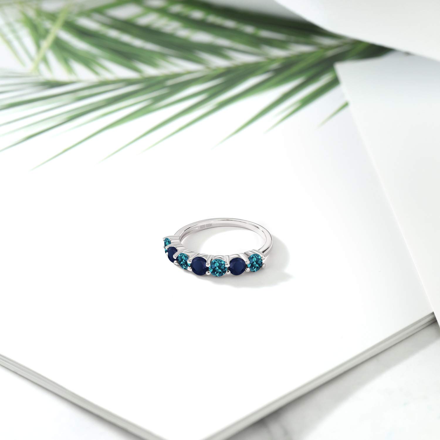 925 Sterling Silver London Blue Topaz & Blue Sapphire Women's Anniversary Ring - 1.52 Ct Gemstone Birthstone Jewelry (Size 5-9) | Elegant Gift for Wife, Mother, Girlfriend - Perfect for Birthdays, Anniversaries & Special Occasions