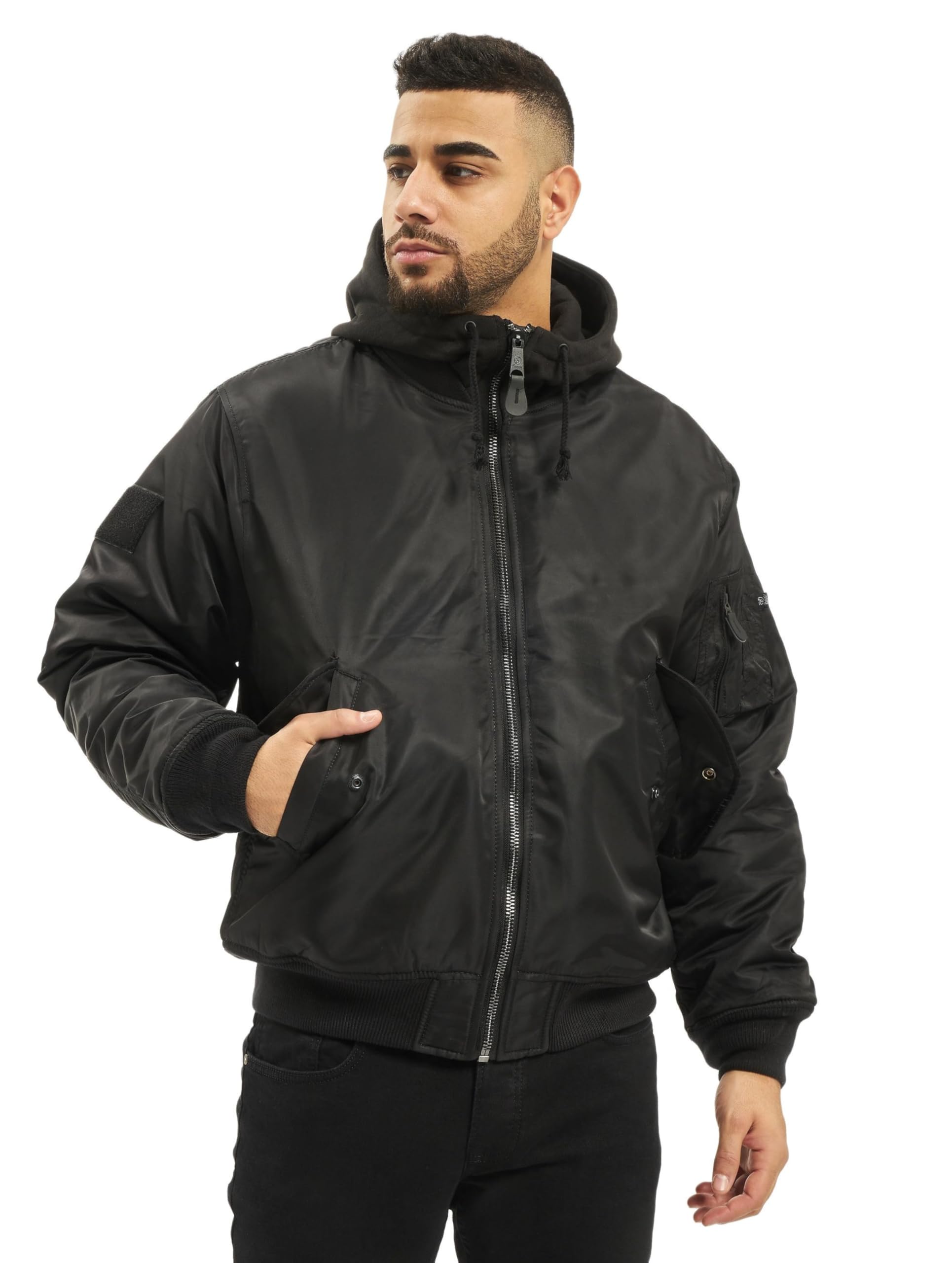 Men's MA1 Sweat Hooded Jacket - Olive & Gray Bomber Jacket for Casual Wear, Street Style & Outdoor Activities | Lightweight, Comfortable & Stylish Men's Outerwear