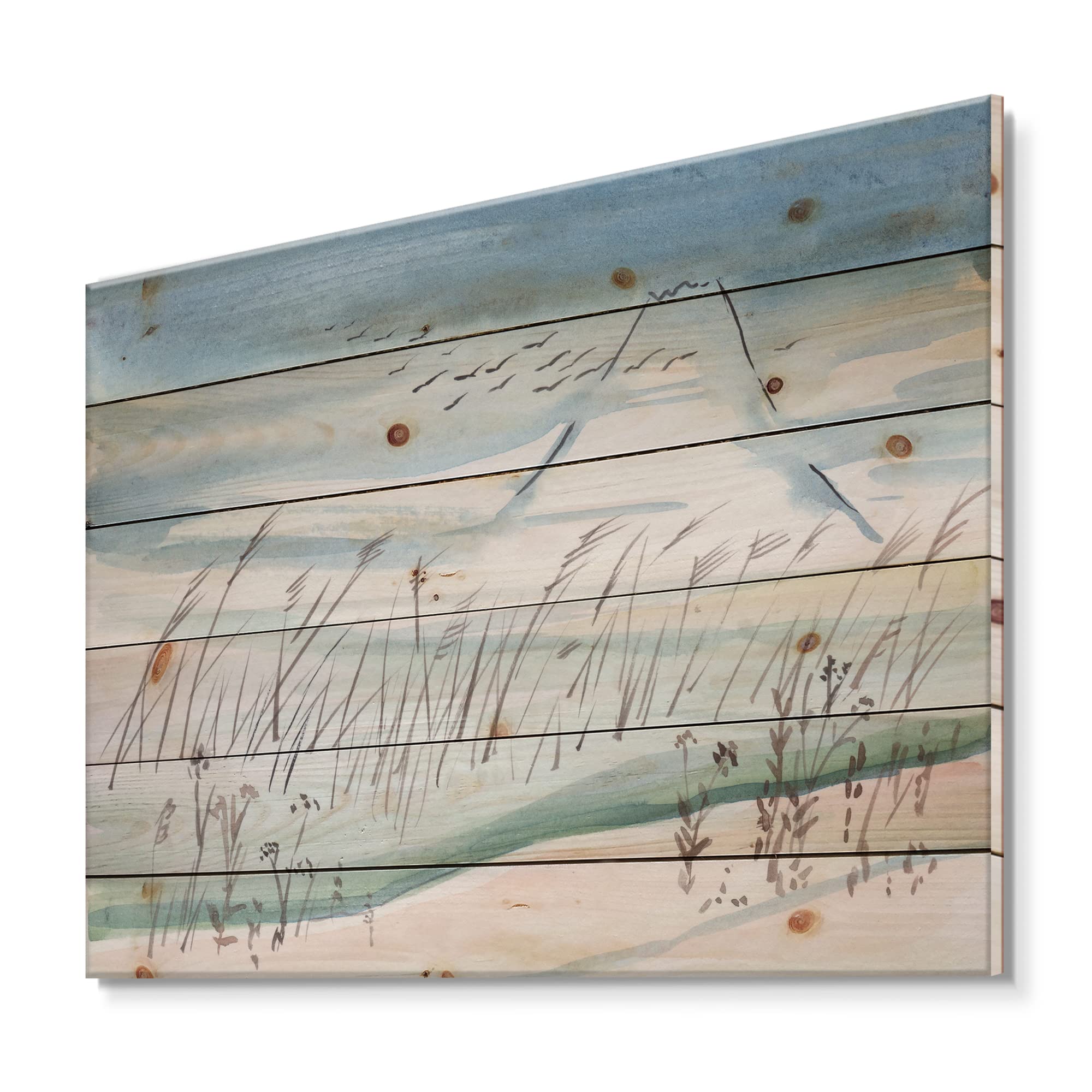 DesignQ Traditional Wood Wall Art - Flying Cranes Over Snowy Mountain Landscape, White Pine Wood Wall Decor, Large Natural Wood Panels for Living Room, Bedroom & Office Decor