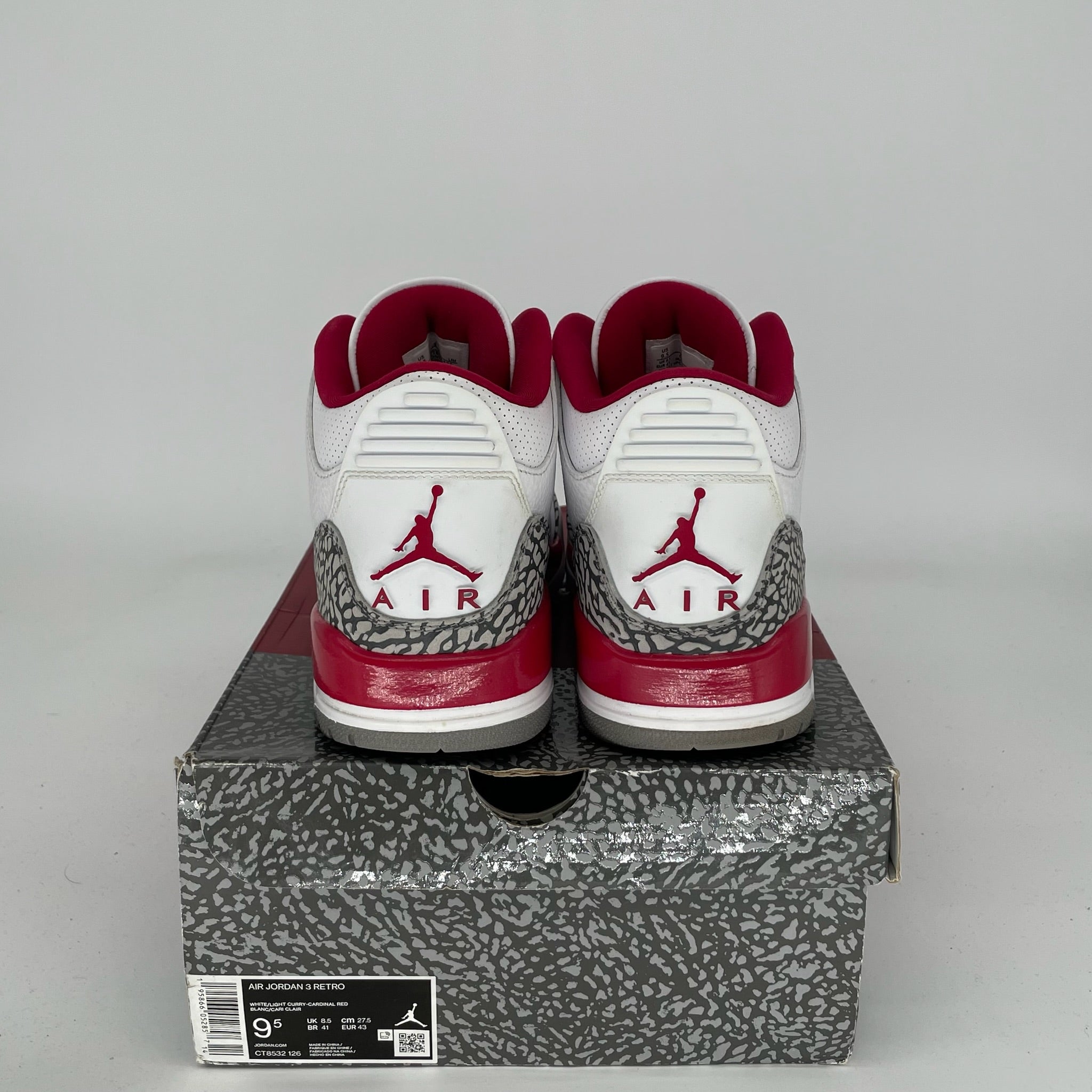 AIR JORDAN 3 CARDINAL RED Men's Basketball Shoes Size 9.5 - Style CT8532-126 | Retro Sneakers for Running, Gym & Streetwear Fashion