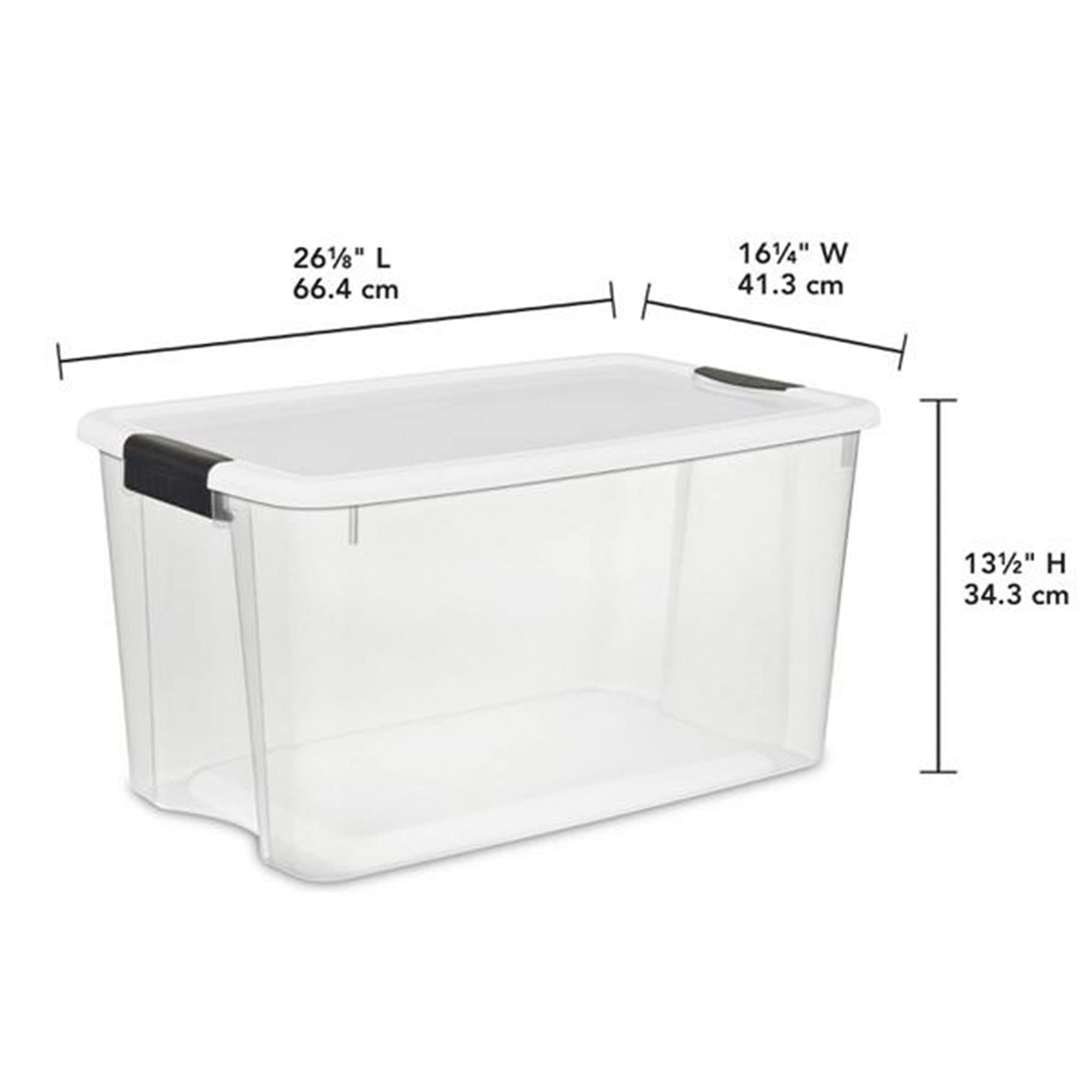 106 Quart & 66 Quart Clear Latching Plastic Storage Totes - 4 Pack Stackable Organizer Bins for Home, Garage, and Office Organization | Sterilite Storage System Solution
