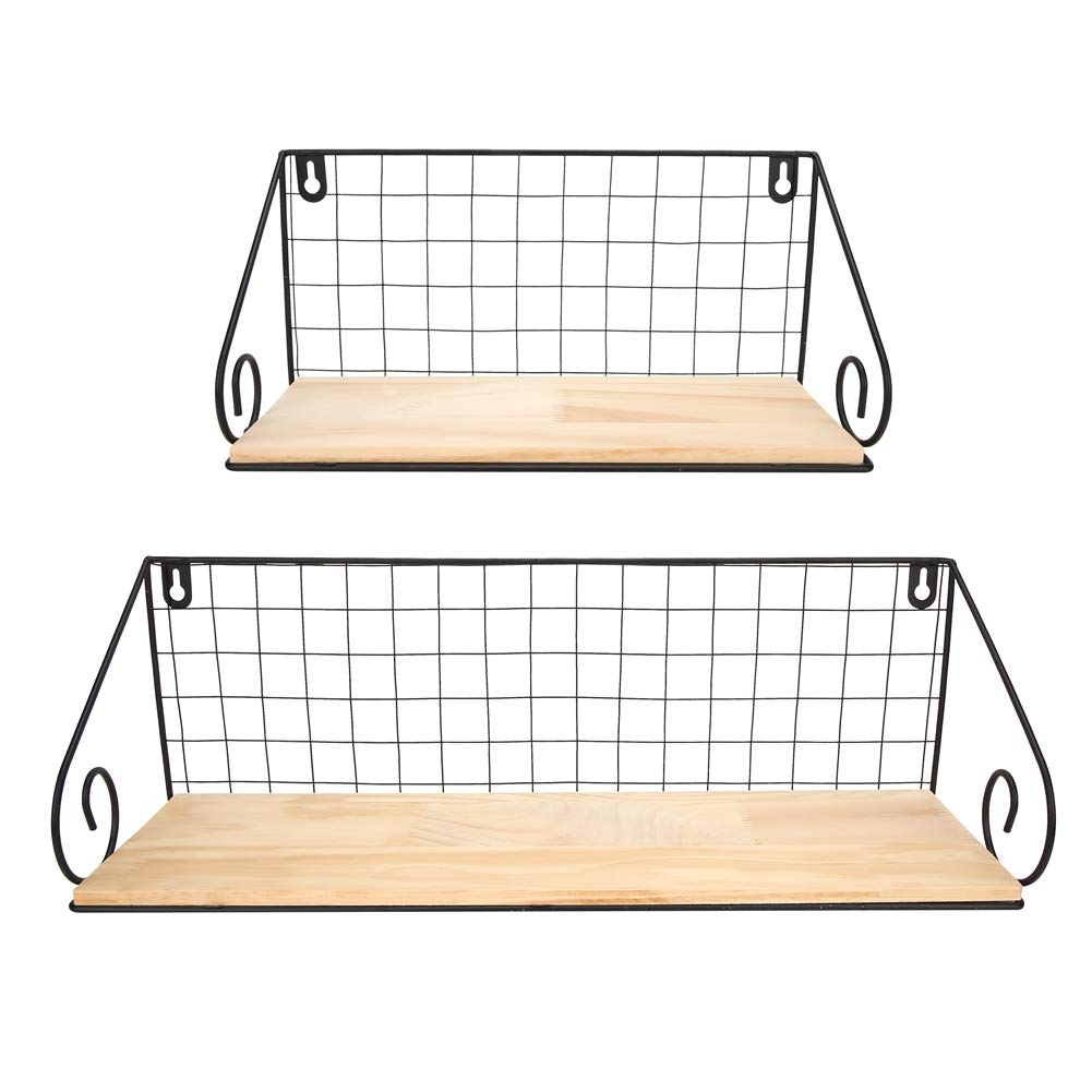 CHICIRIS Black Wooden Wall Shelf with Iron Frame - Rustic Floating Shelves for Home Decor, Bathroom, Kitchen & Living Room Storage - Wall Mounted Hanging Rack for Books, Plants & Decorative Items