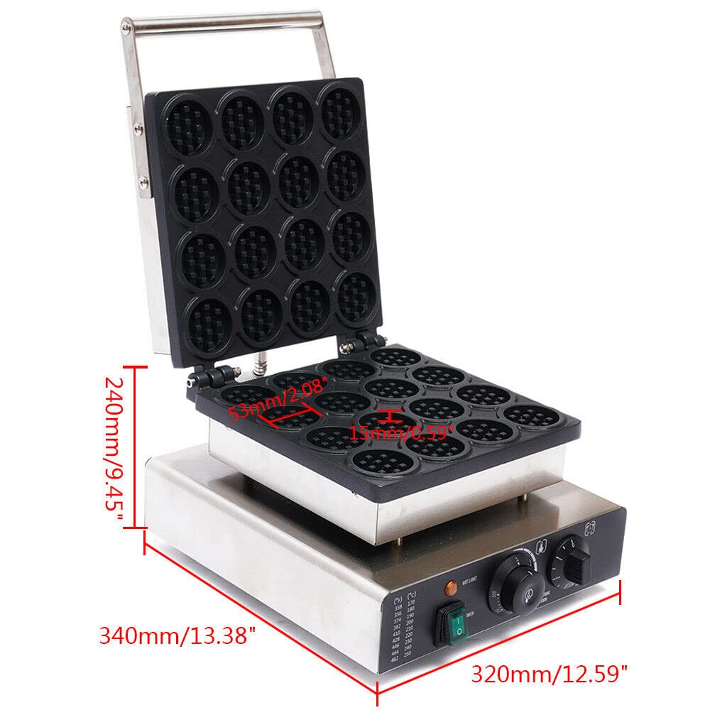 Commercial Round Waffle Maker - 1750W Electric Belgian Waffle Iron with 16 Grids, Nonstick Stainless Steel Waffle Machine for Restaurants, Bakeries & Snack Bars - Perfect for Breakfast, Brunch & Dessert Buffets