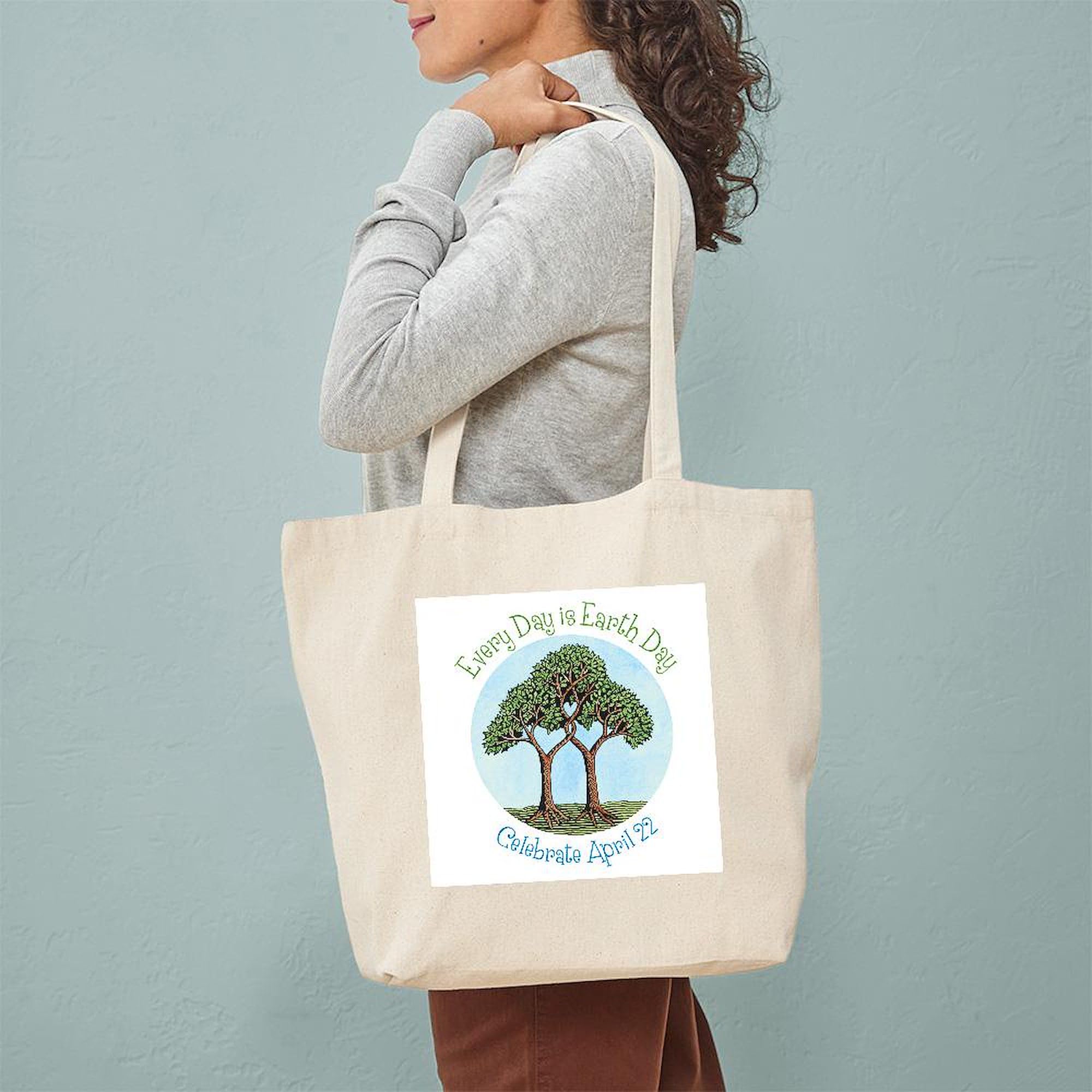 Eco-Friendly Earth Day Tree Canvas Tote Bag - Reusable Natural Shopping Bag for Groceries, Beach & Daily Use | Sustainable Cotton Carry All for Work, School & Travel