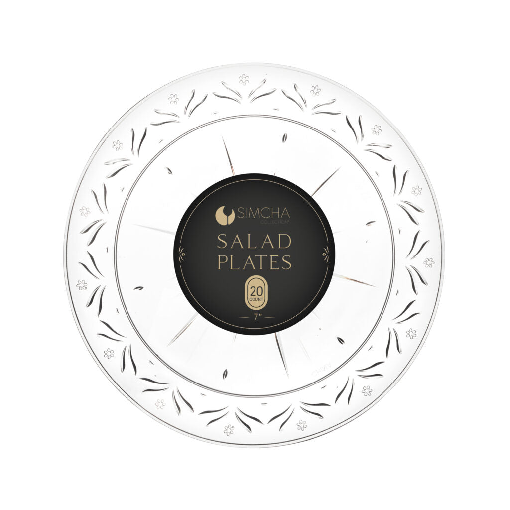 Crystal Clear Round Plastic Plates - 20 Pack Shatterproof Disposable Dinner Plates for Parties, Weddings & Events - Simcha Collection Durable BPA-Free Elegant Tableware