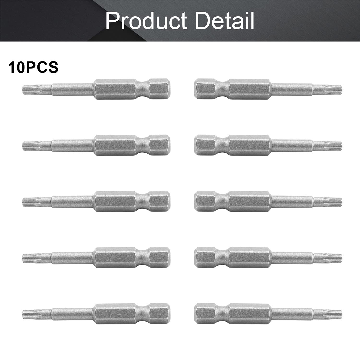 10Pcs T15 Magnetic Torx Screwdriver Bits Set - 1/4 Inch Hex Shank, S2 Steel Construction (50mm Length) - Professional Repair Tool Kit for Electronics, Furniture & Automotive Maintenance