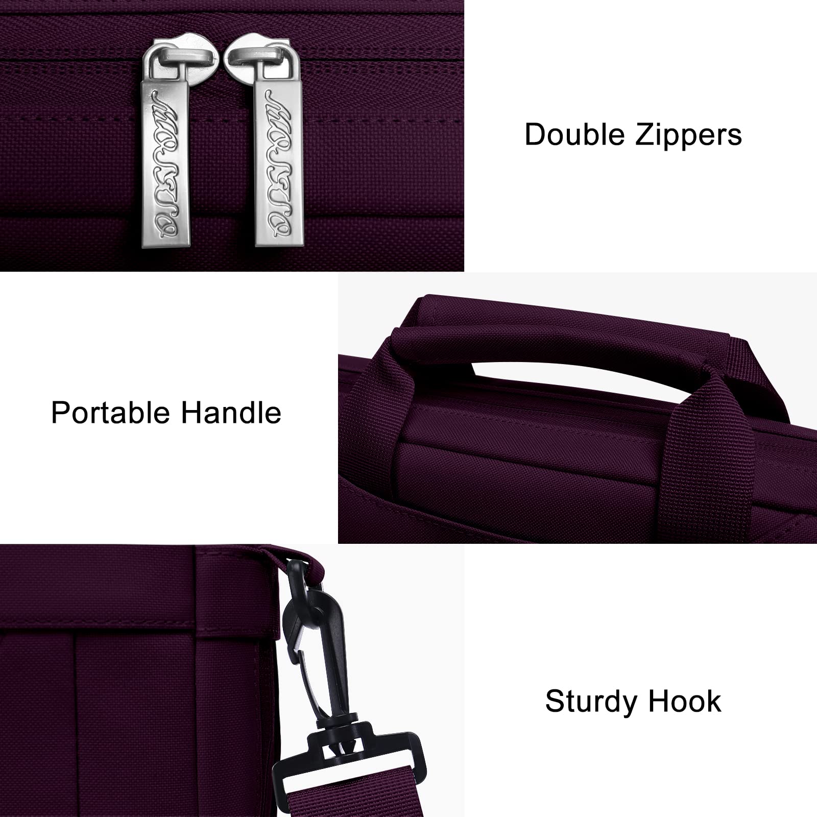 MOSISO Laptop Shoulder Bag for MacBook Air 13/Pro 13-14 Inch - Adjustable Depth Messenger Bag Compatible with MacBook Pro 14 inch M3/M2/M1 Pro Max (2021-2023 Models) - Waterproof & Lightweight - Perfect for Work, Travel & College (Magenta Purple)