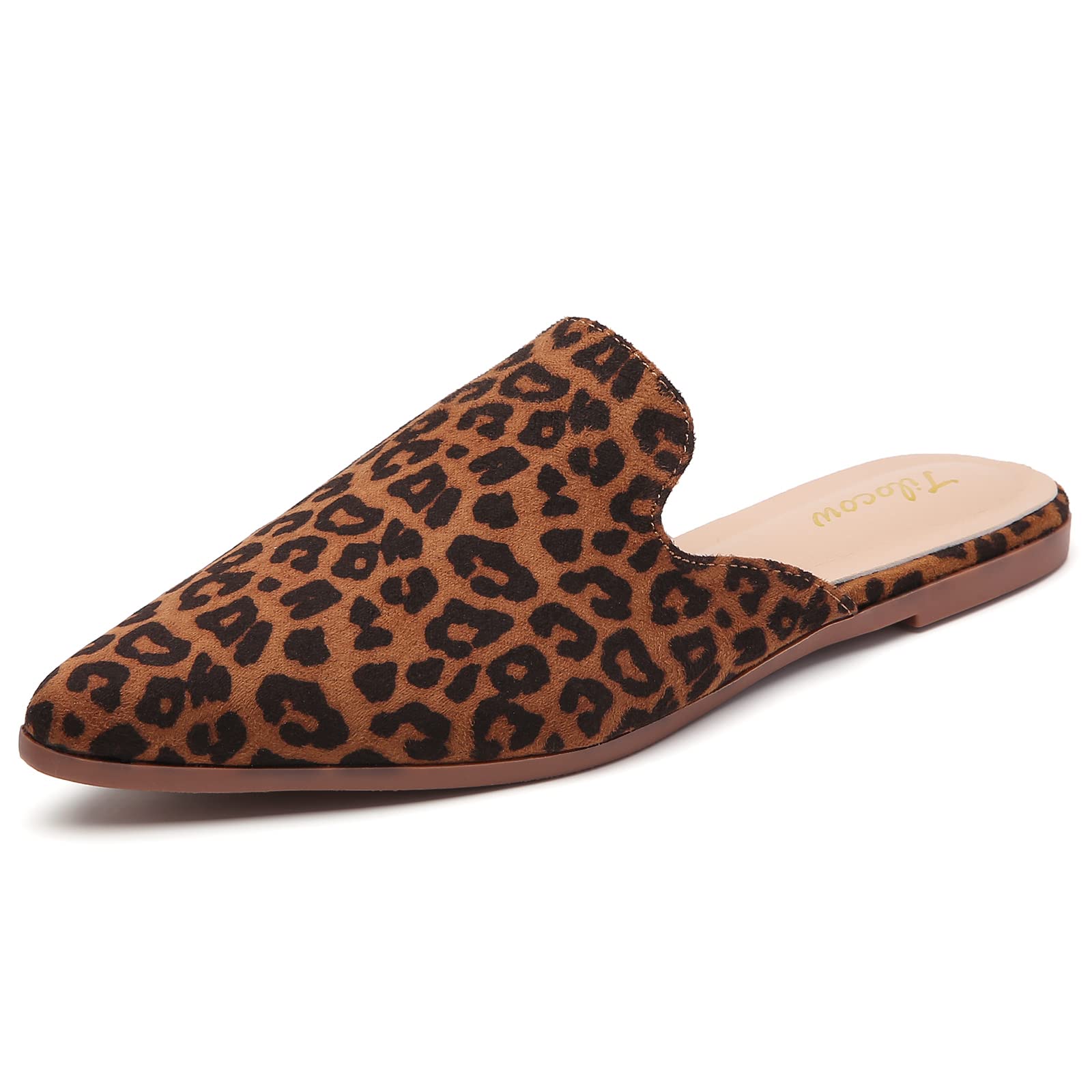Tliocow Women's Pointed Toe Mules - Slip On Backless Flats Loafers for Casual Wear & Office Outfits | Comfortable Slides for Everyday Use, Walking & Work