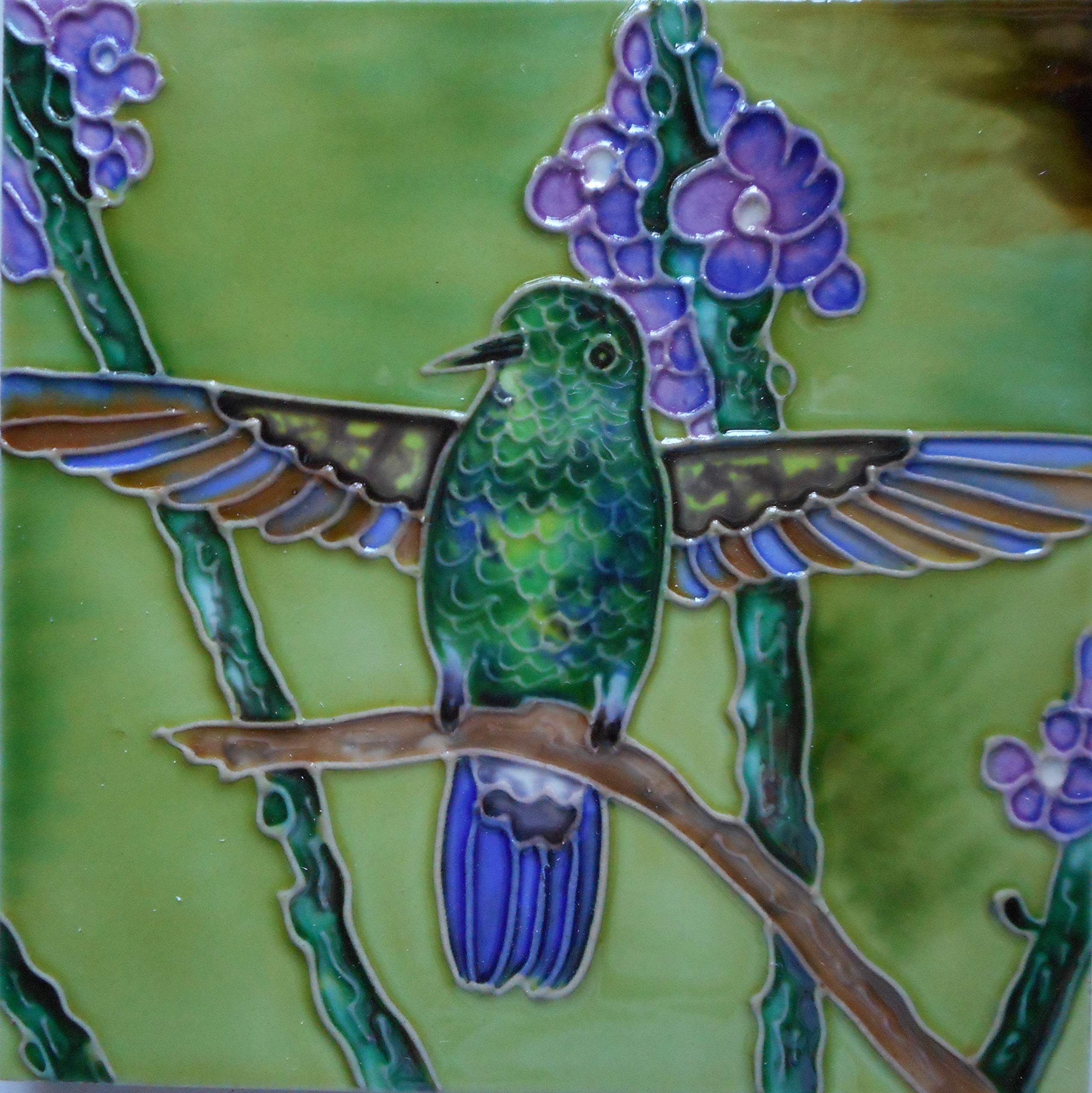 Hand-Painted Hummingbird Ceramic Tile - Vibrant Wall Art for Kitchen, Bathroom & Garden Decor - Unique Home & Outdoor Decoration