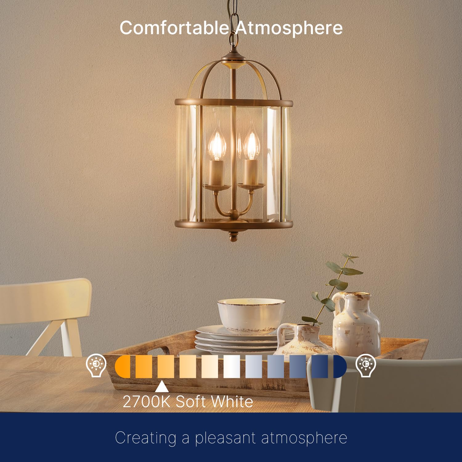 FLSNT 60W Equivalent LED Chandelier Light Bulbs - Dimmable CA11 Candelabra Bulbs with Clear Filament, E26 Medium Base, 2700K Soft White (6 Pack) - Perfect for Dining Room Chandeliers, Pendant Lights & Vintage Fixtures