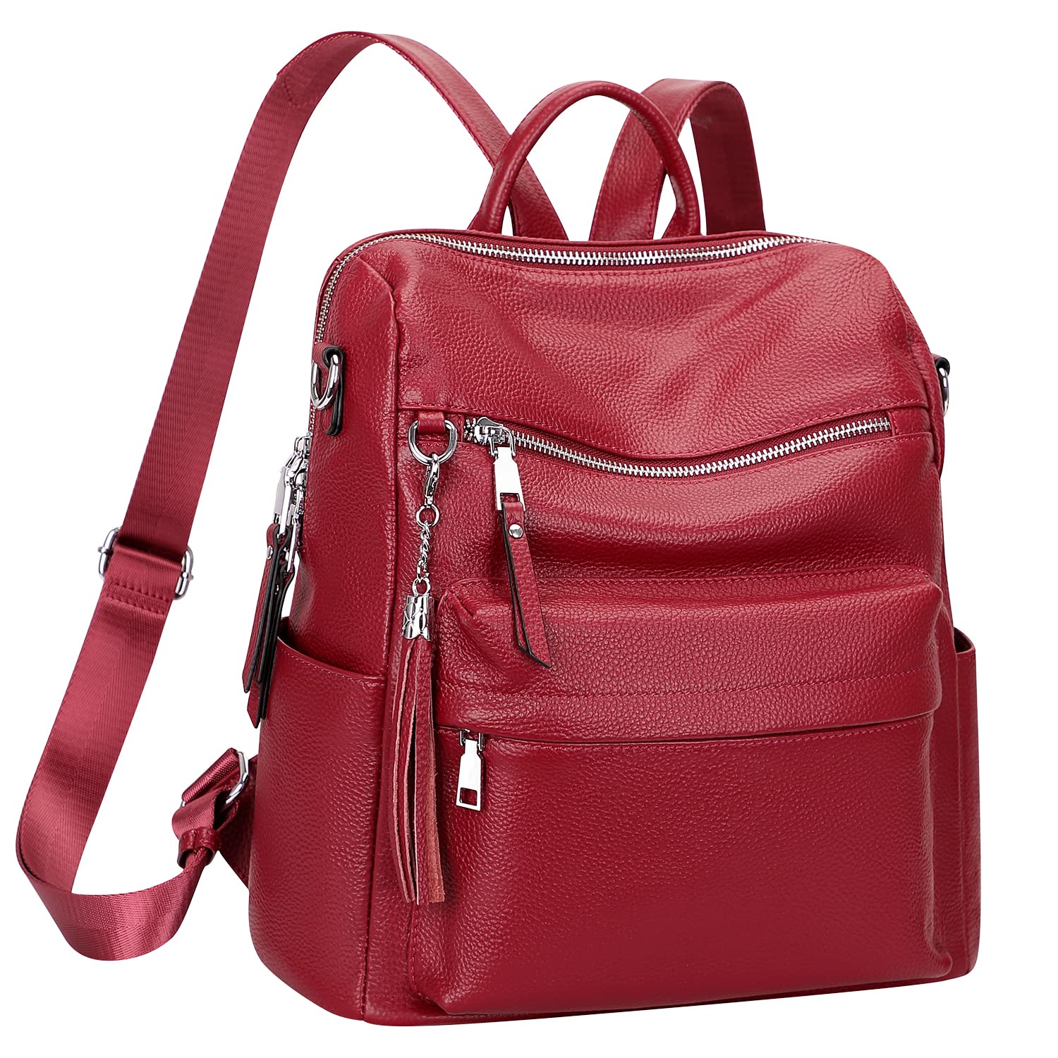 ALTOSY Genuine Leather Women's Backpack - Convertible Shoulder Bag & Crossbody Purse with Laptop Compartment, Large Capacity for Work, Travel & School (Black)