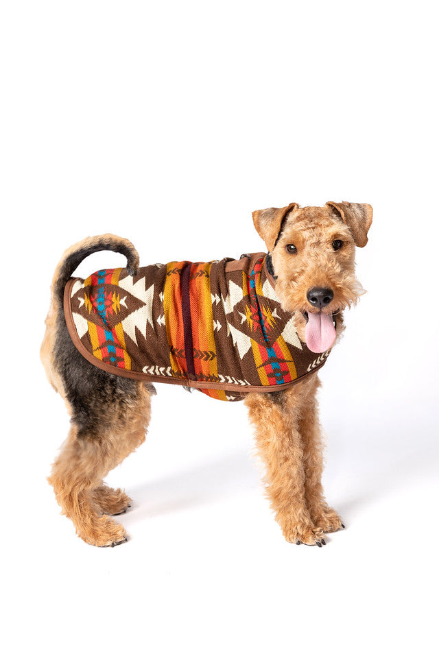 Stylish Brown Southwest Dog Coat - Warm & Comfortable Winter Apparel for Small & Medium Dogs - Perfect for Outdoor Walks & Cold Weather Adventures