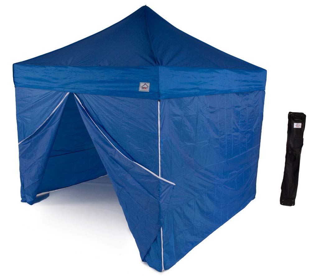 10' x 10' Instant Pop Up Canopy Tent with Aluminum Frame - Waterproof Outdoor Shelter with Sidewalls, Weight Bags & Carry Case - Perfect for Backyard Parties, Beach Outings, Camping & Tailgating (Royal Blue)