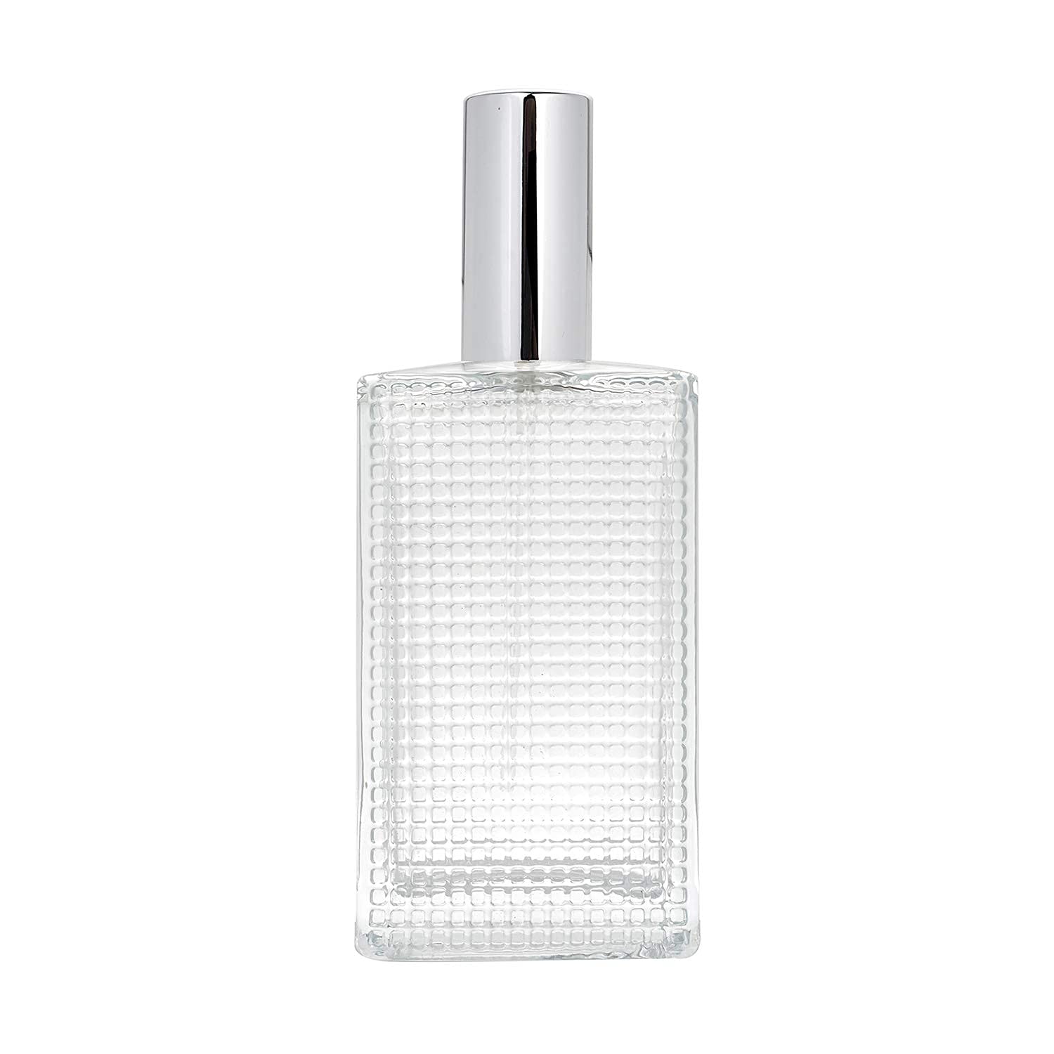 Refillable 50ml Glass Bottle with Spray Pump & Cap - Perfect for DIY Perfume, Essential Oils, Blends & Rose Water - Silver (Pack of 1) | Great for Travel, Home Fragrance & Gift Giving