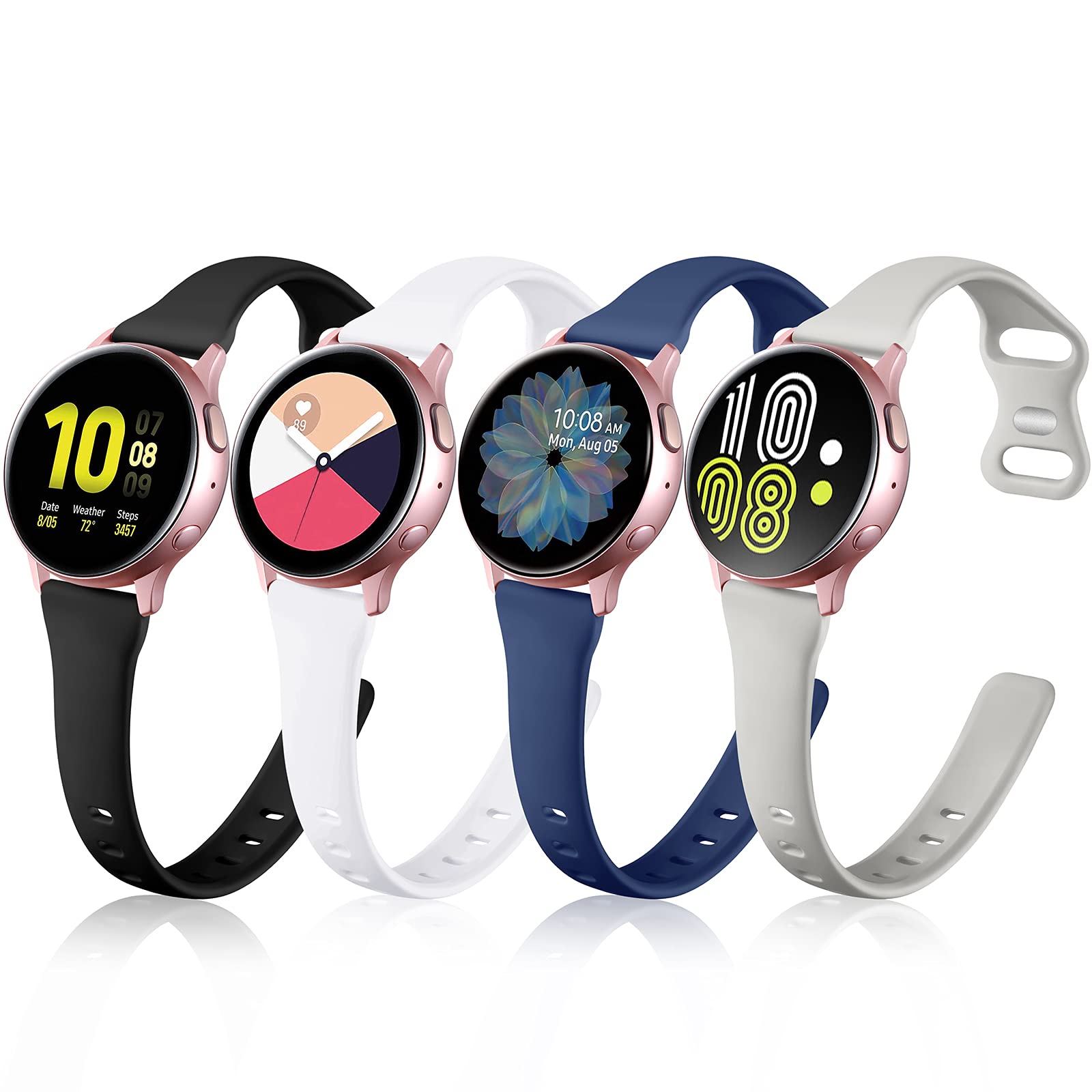 GEAK 20mm Soft Slim Silicone Replacement Band for Samsung Galaxy Watch 6/6 Classic, Watch 5/5 Pro, Active 2 & Watch 4 - Comfortable Durable Strap for Men & Women - Perfect for Workouts, Running & Daily Wear