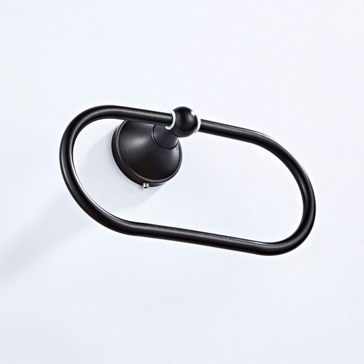 VOSAREA Modern Oval Copper Towel Ring - Wall Mounted Chrome Towel Hanger for Bathroom, Toilet & Kitchen - Durable Black Towel Holder for Hand & Dish Towels (Perfect for Home, Hotel & Spa Decor)