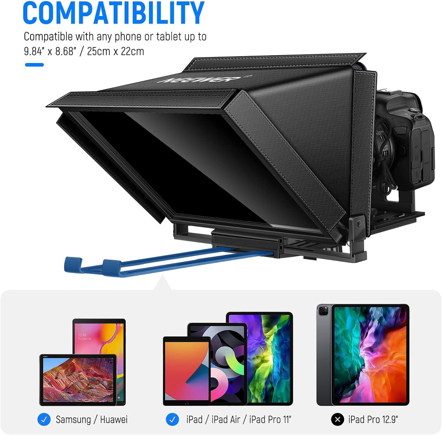 NEEWER X12 14-inch Aluminum Alloy Teleprompter for iPad, Tablet & Smartphone - Remote Control Included with Carry Case - iOS/Android Compatible for Online Teaching, Vlogging, Live Streaming & Video Conferencing