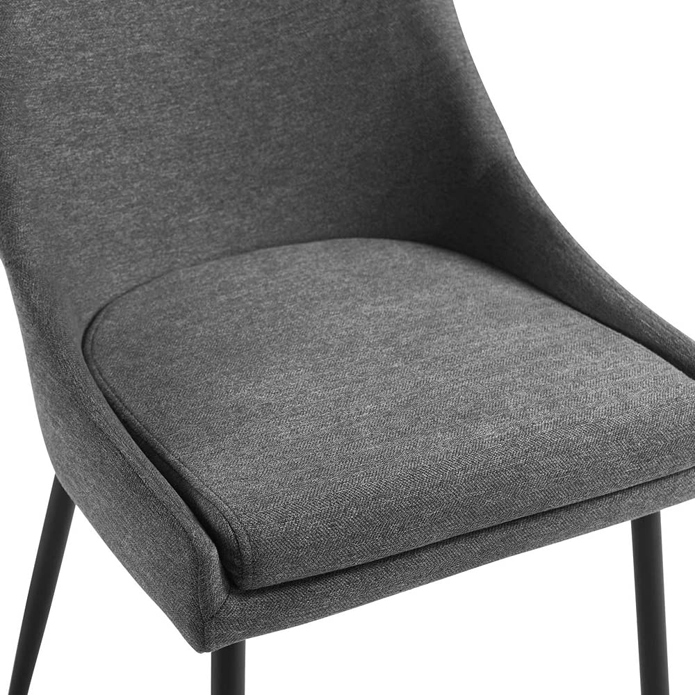 Modway Viscount Upholstered Fabric Dining Chairs Set of 2 - Black Charcoal Modern Kitchen Chairs for Dining Room, Restaurant & Home Decor