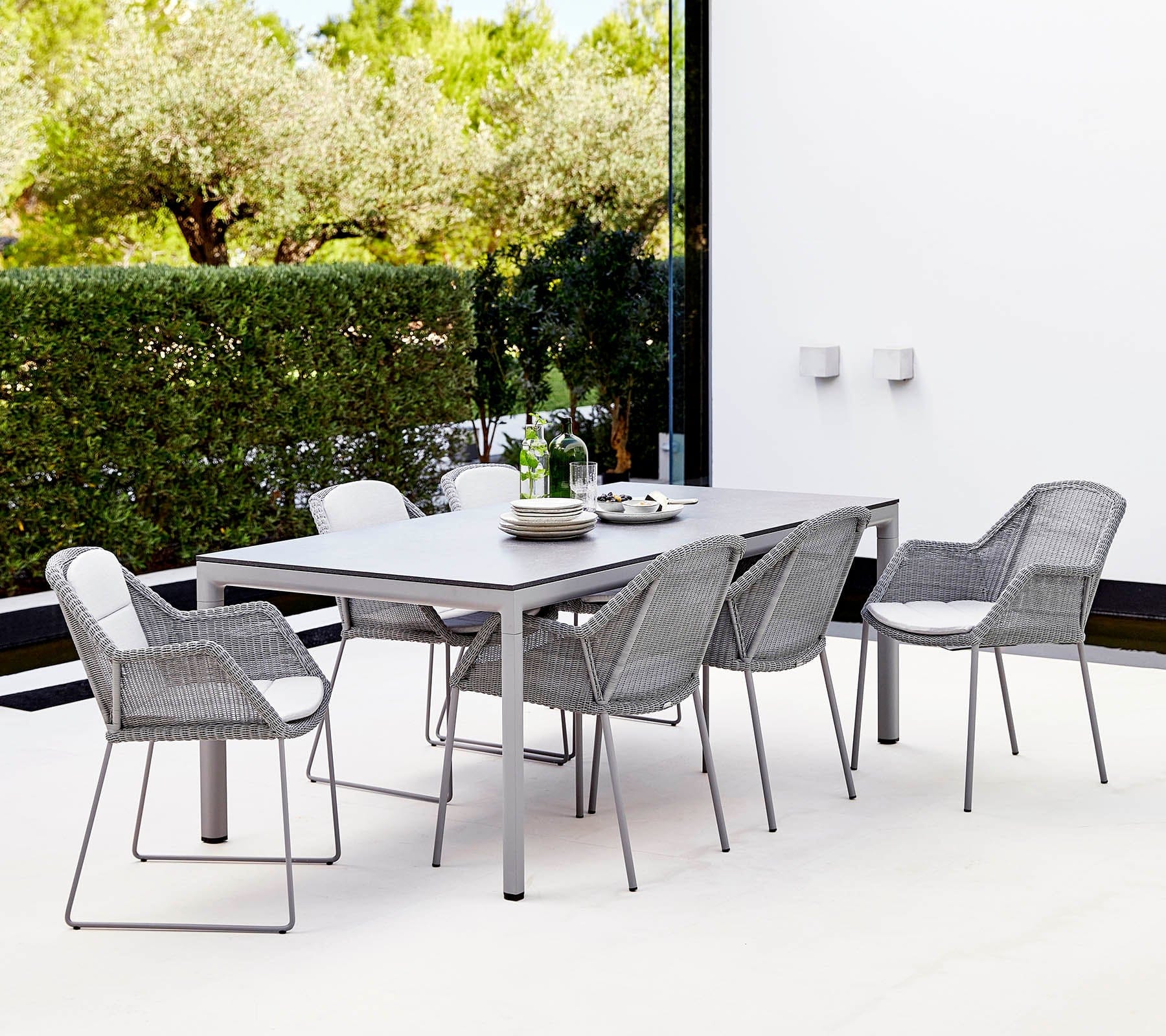 Breeze Outdoor Dining Weave Chairs Set of 2 - Lightweight Patio Furniture for Backyard, Poolside & Garden - Weather-Resistant Wicker Dining Chairs with Cushions