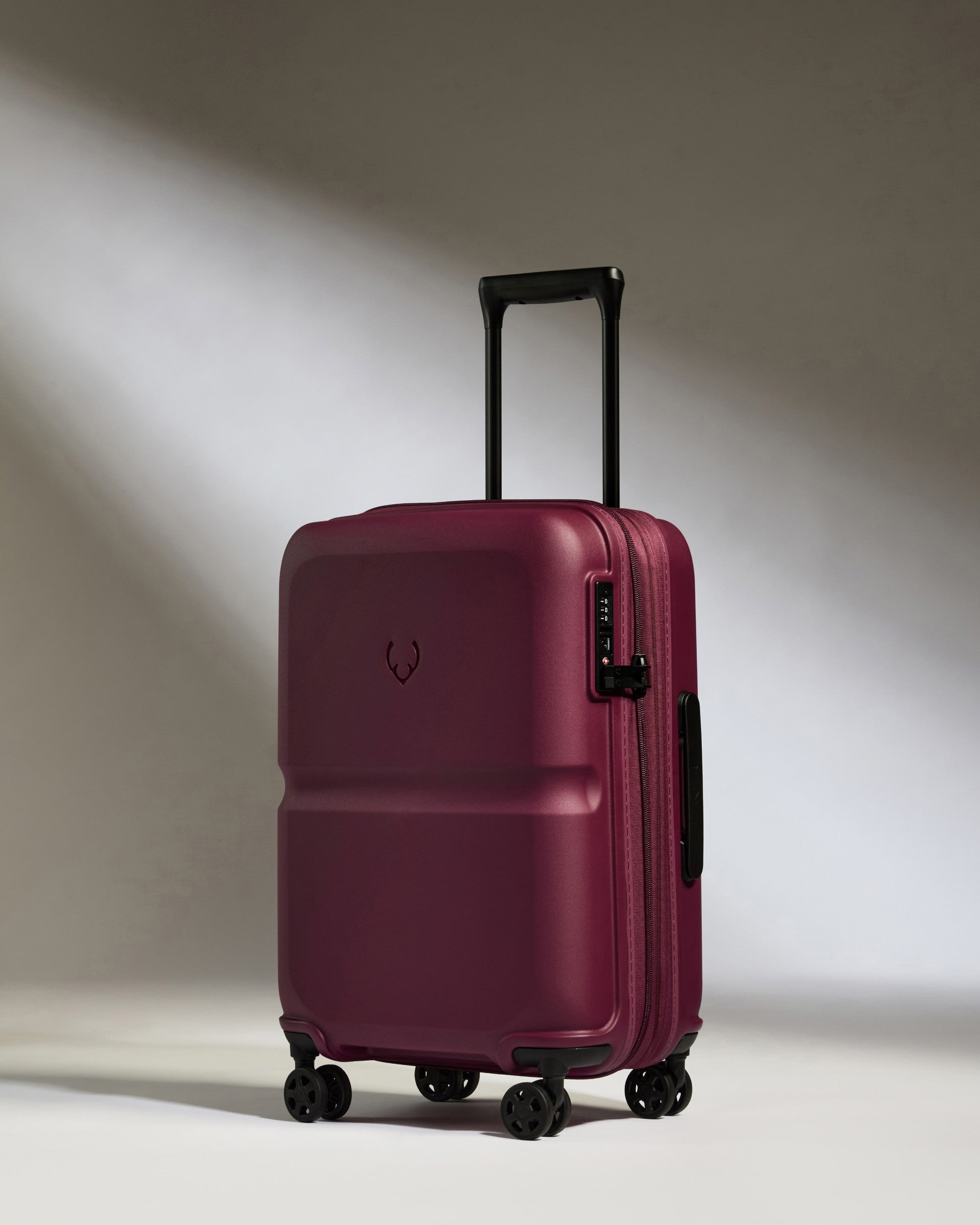 Expandable Carry on Luggage in Heather Purple with Single Stripe - Lightweight Spinner Suitcase for Air Travel, Business Trips & Weekend Getaways