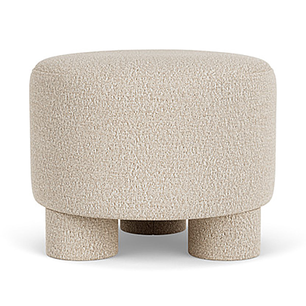 Faith Boucle Ottoman - Modern Round Storage Footrest Stool with Removable Cushion for Living Room, Bedroom & Office - Soft Upholstered Accent Furniture for Home Decor