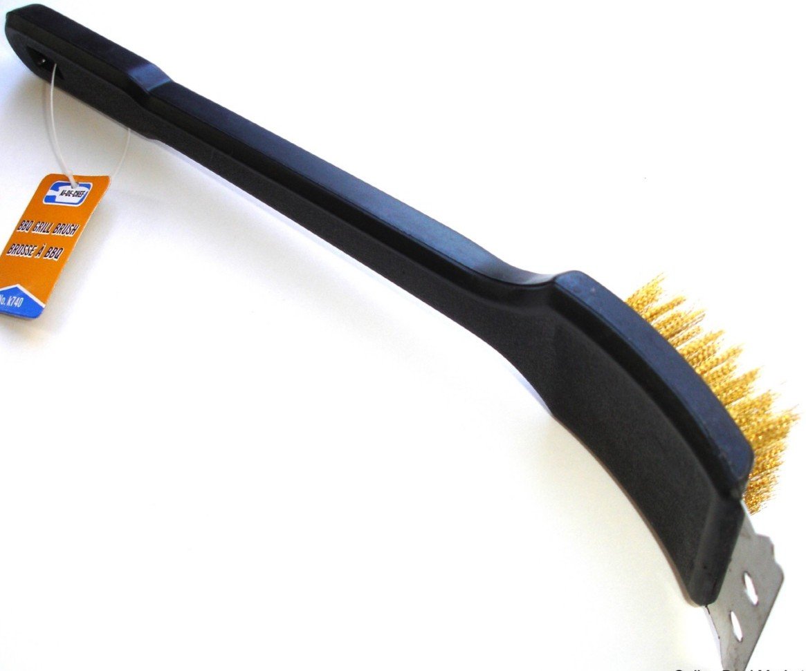 Premium BBQ Grill Brush with Brass Bristles & Scraper - Extra Long Handle for Safe Cleaning - Perfect for Gas, Charcoal Grills & Outdoor Cooking Accessories