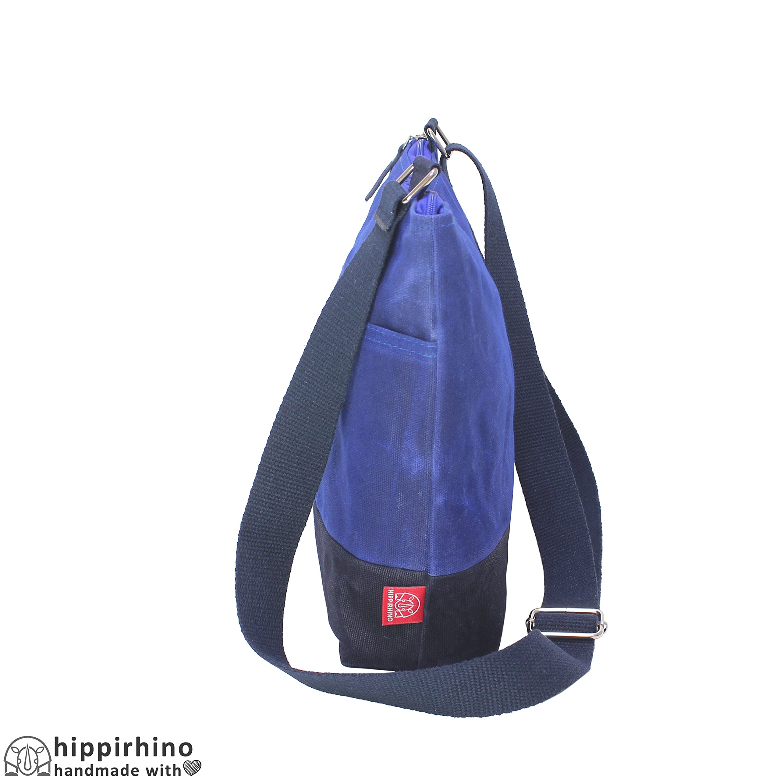 Durable Waxed Canvas Tote Bag with Zipper Pocket - Eco-Friendly Unisex Work & School Bag - Waterproof Reusable Shopping Tote for Travel, Business & Everyday Use - Blue
