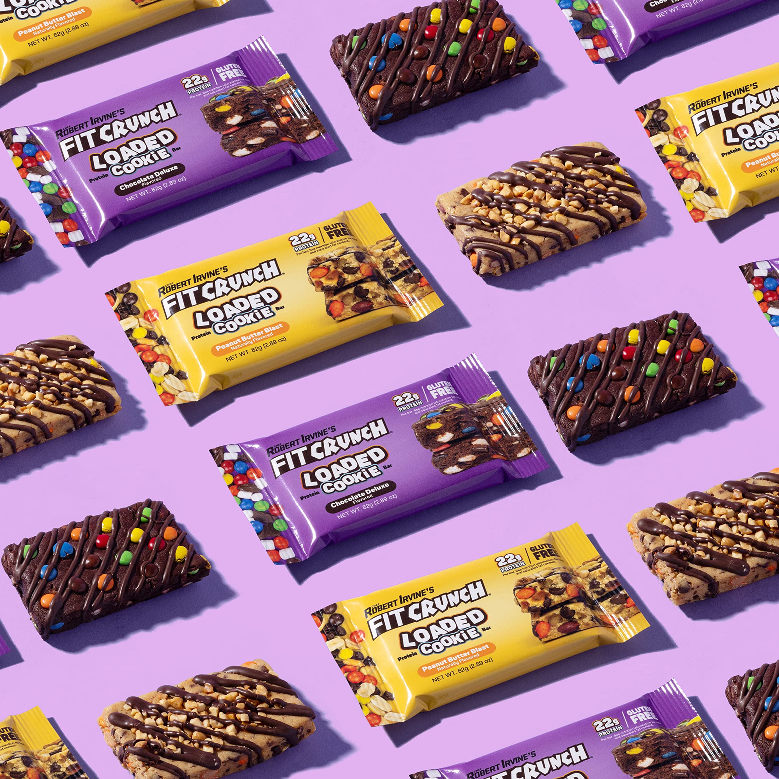 FITCRUNCH Loaded Cookie Protein Bar - High Protein, Gluten Free, Low Sugar, 12 Pack Peanut Butter Flavor - Perfect for Post-Workout Recovery, Gym Snacks & Healthy On-the-Go Nutrition