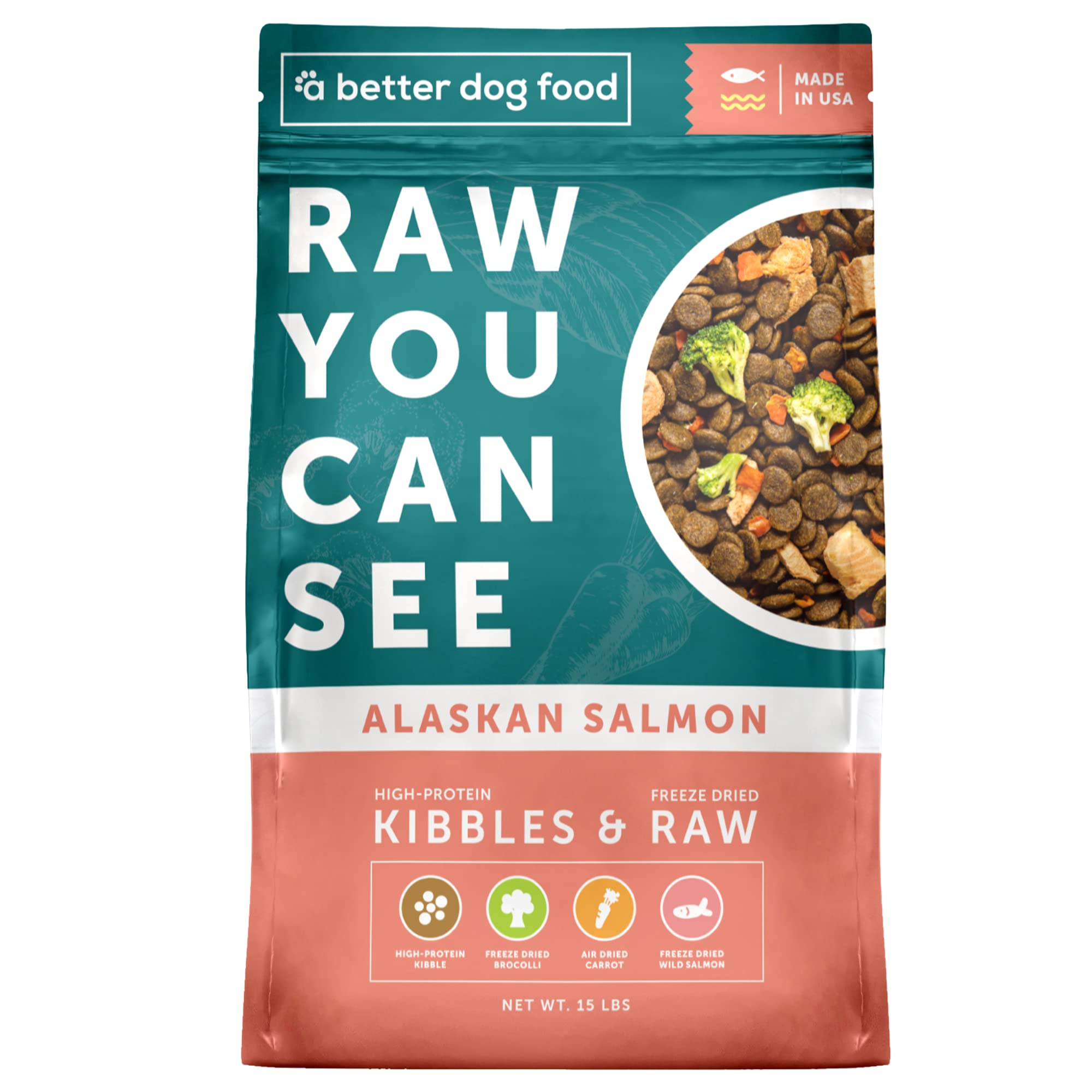 Premium Salmon Dry Dog Food for Dogs - High Protein Kibble with Freeze-Dried Raw Pieces | Grain-Free, All-Natural Nutrition for Adult & Senior Dogs | Perfect for Active Pets, Sensitive Stomachs & Picky Eaters | Indoor & Outdoor Feeding