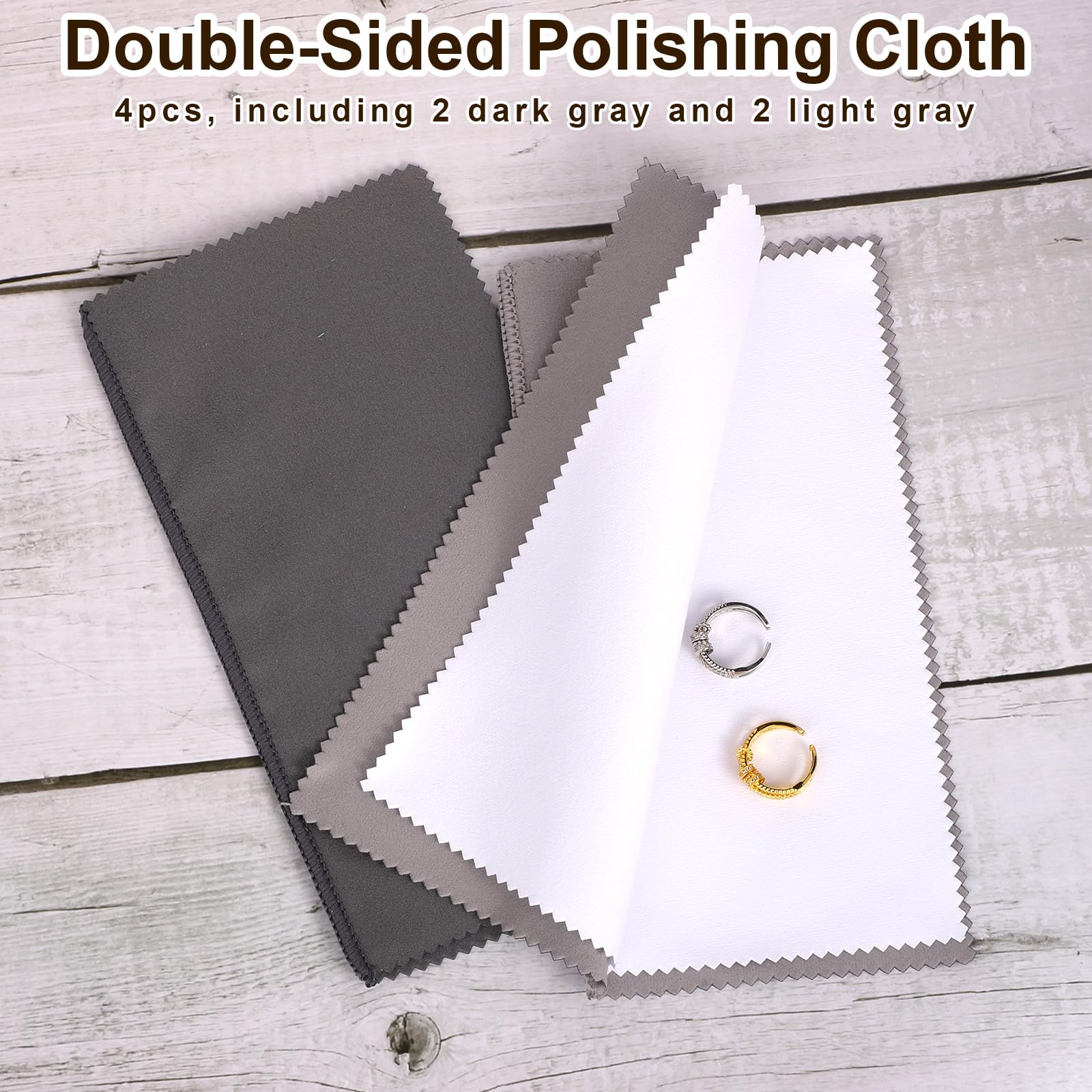 4-Pack Premium Silver Polishing Cloths (7.87x7.87 Inch) - Double-Sided Jewelry Cleaning Cloth for Silver, Gold & Platinum - Multi-Layer Scratch-Free Polishing - Perfect for Rings, Necklaces & Watches at Home or Travel