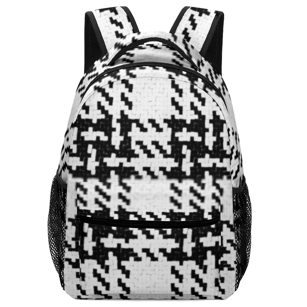 Stylish Abstract Lumberjack Black & White Buffalo Plaid Backpack - 16.5 Inch Laptop Backpack for School, College, Hiking & Travel - Unisex Diaper Bag & Daily Use Backpack for Men & Women - Perfect for Work, Commuting & Outdoor Adventures