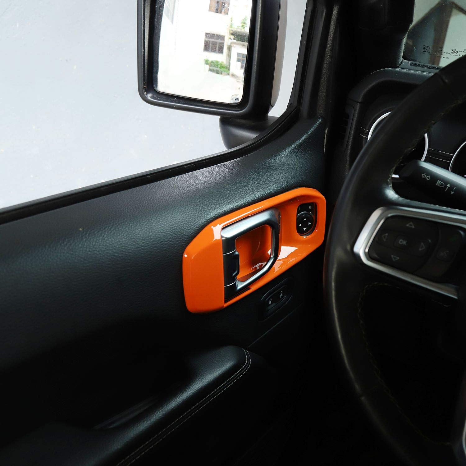 Voodonala ABS Orange Door Handle Bowl Trim for Jeep Wrangler JL JLU & Gladiator JT (2018-2020) - 4pcs - Upgrade Interior Accessories for Off-Road & Daily Driving
