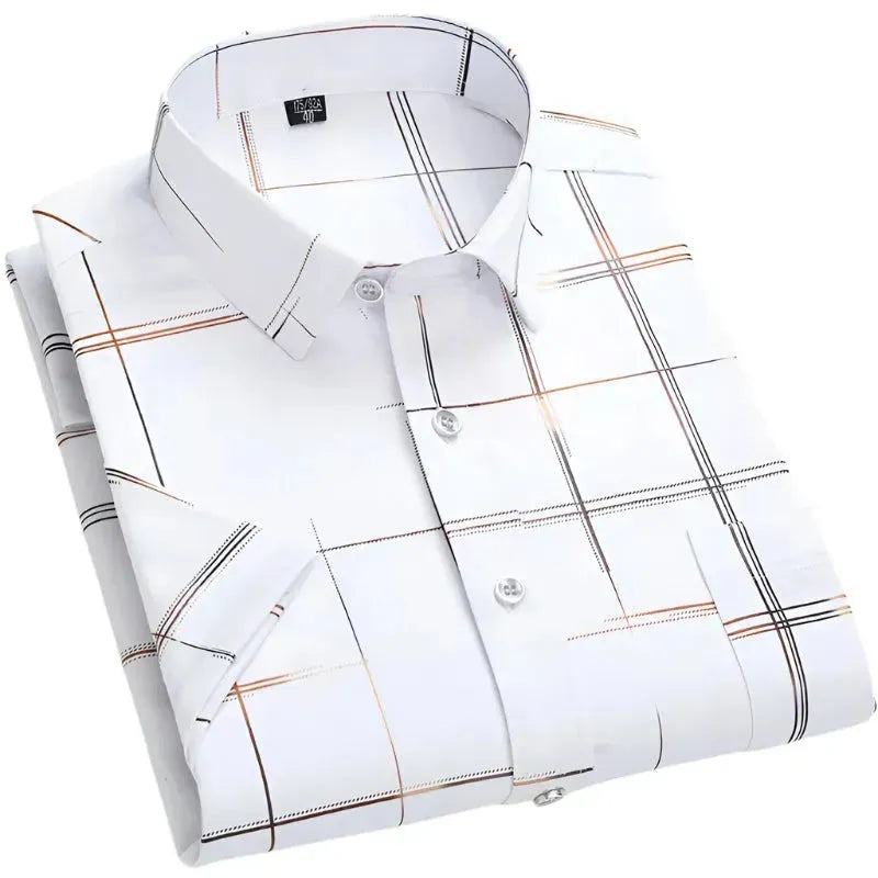 Breathable Summer Slim Fit Men's Striped Casual Shirt | Lightweight Button Down for Office, Beach & Outdoor Activities