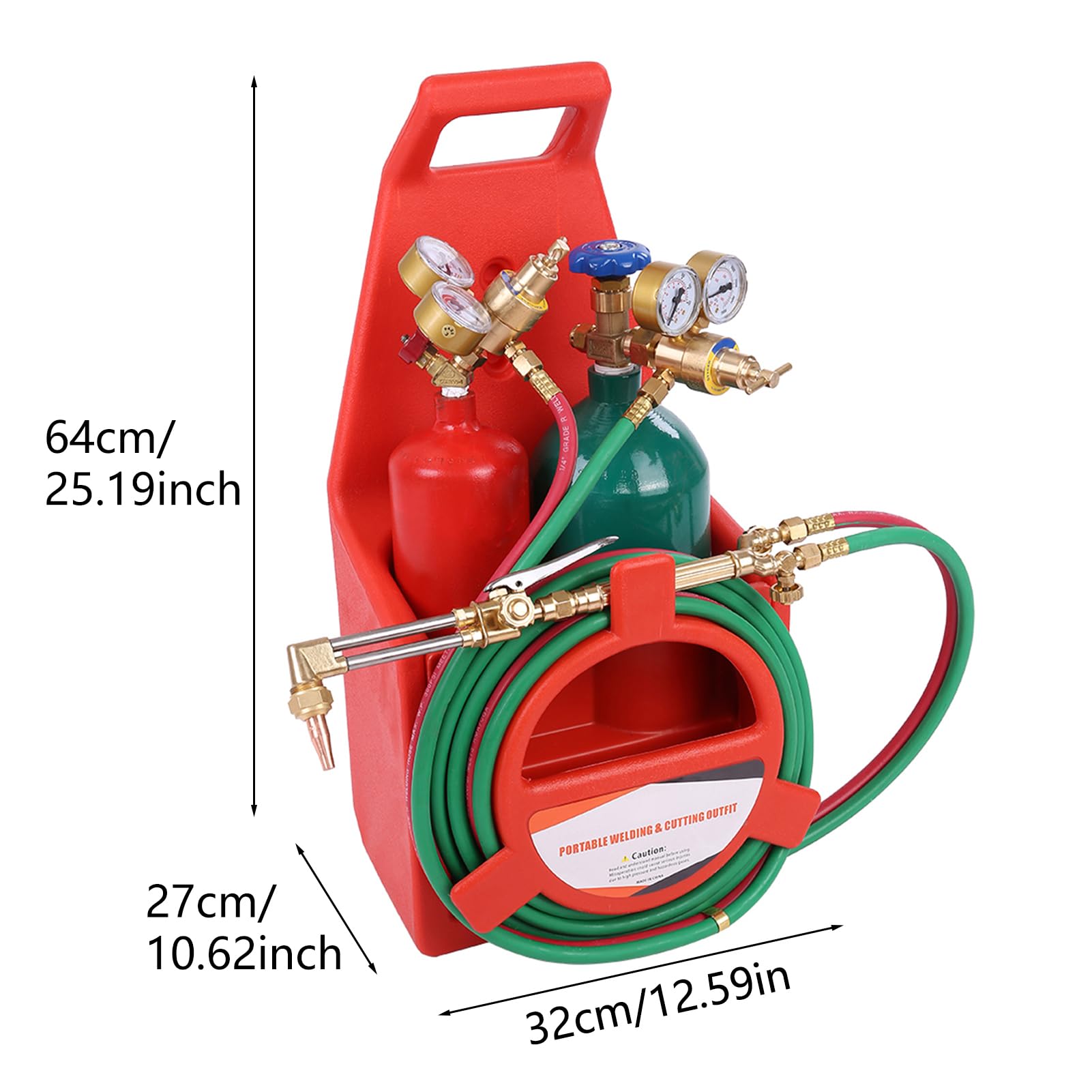 Professional Oxygen Acetylene Welding Torch Kit - Portable Brazing & Cutting Torch with Long Pipe Brass Nozzle & Pressure Gauge - Perfect for Metal Fabrication, HVAC Repair, and DIY Welding Projects