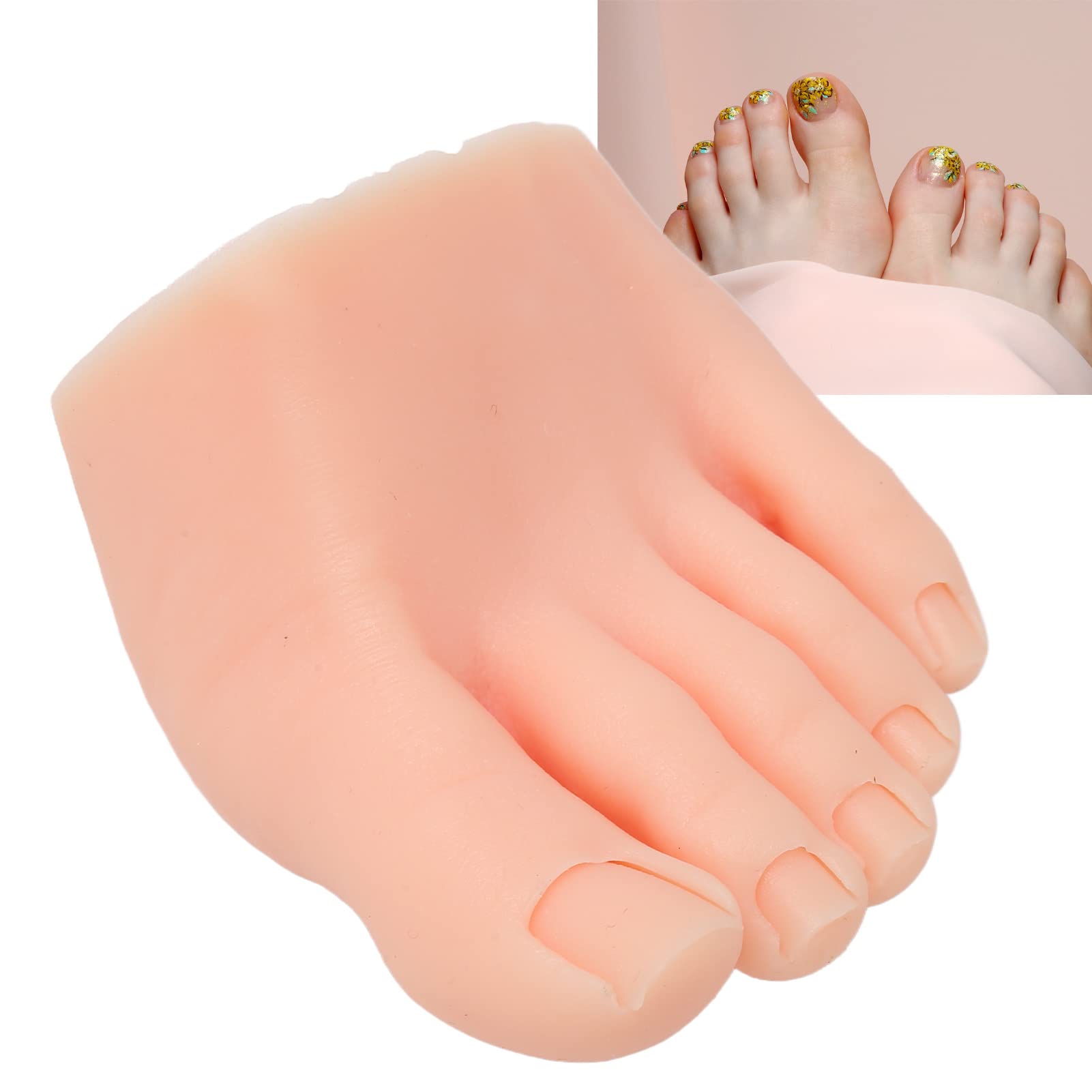 Professional Soft Silicone Prosthetic Foot Model for Nail Art Training - Flexible Practice Foot for Manicurists (Left Foot, Light Skin Tone) | Perfect for Salon Practice, Nail Tech School & Home Use