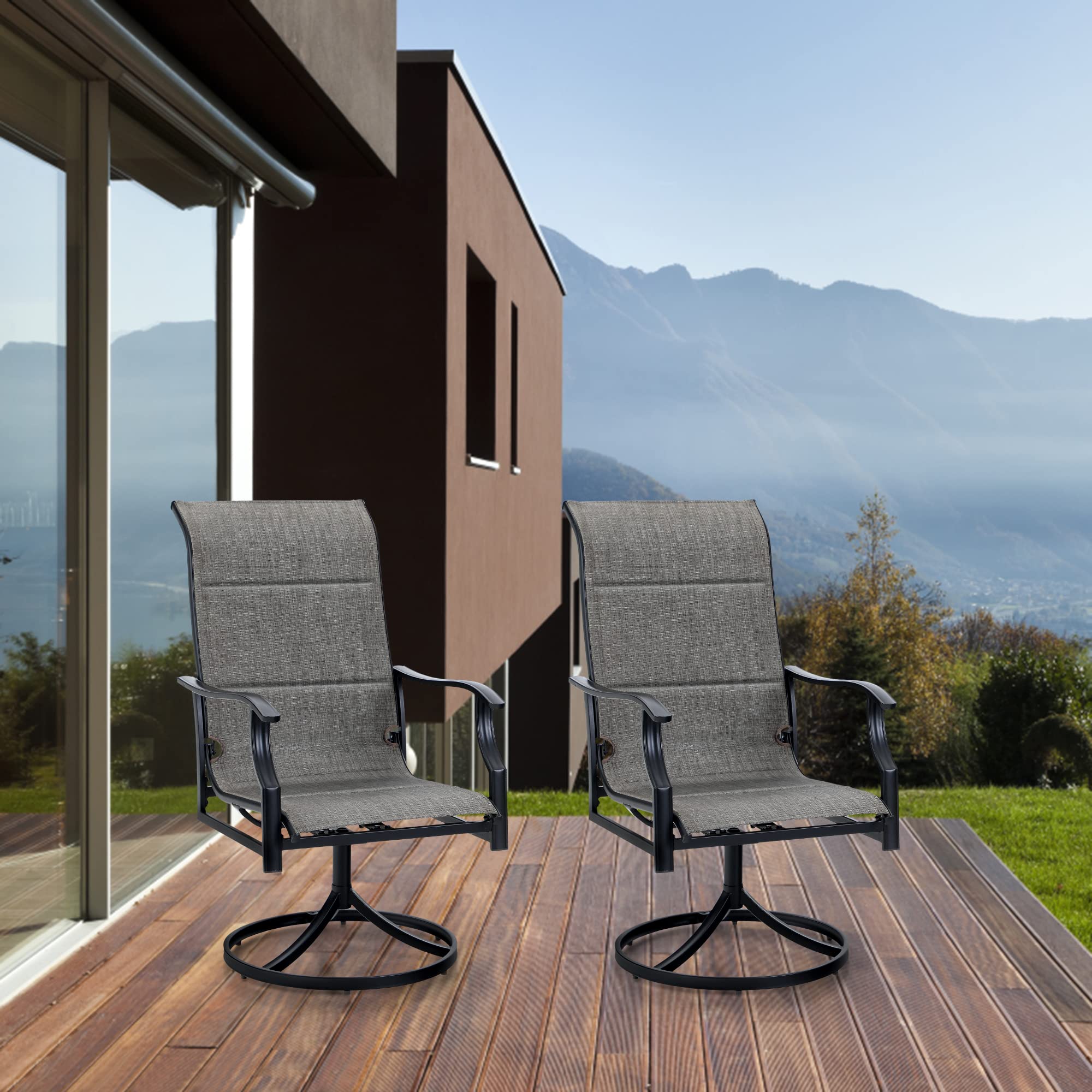 4-Piece Outdoor Swivel Dining Chair Set - High Back Patio Chairs with Durable Textilene Mesh Fabric, All-Weather Garden Furniture for Porch, Balcony, Backyard & Deck - Perfect for Outdoor Entertaining & Relaxation