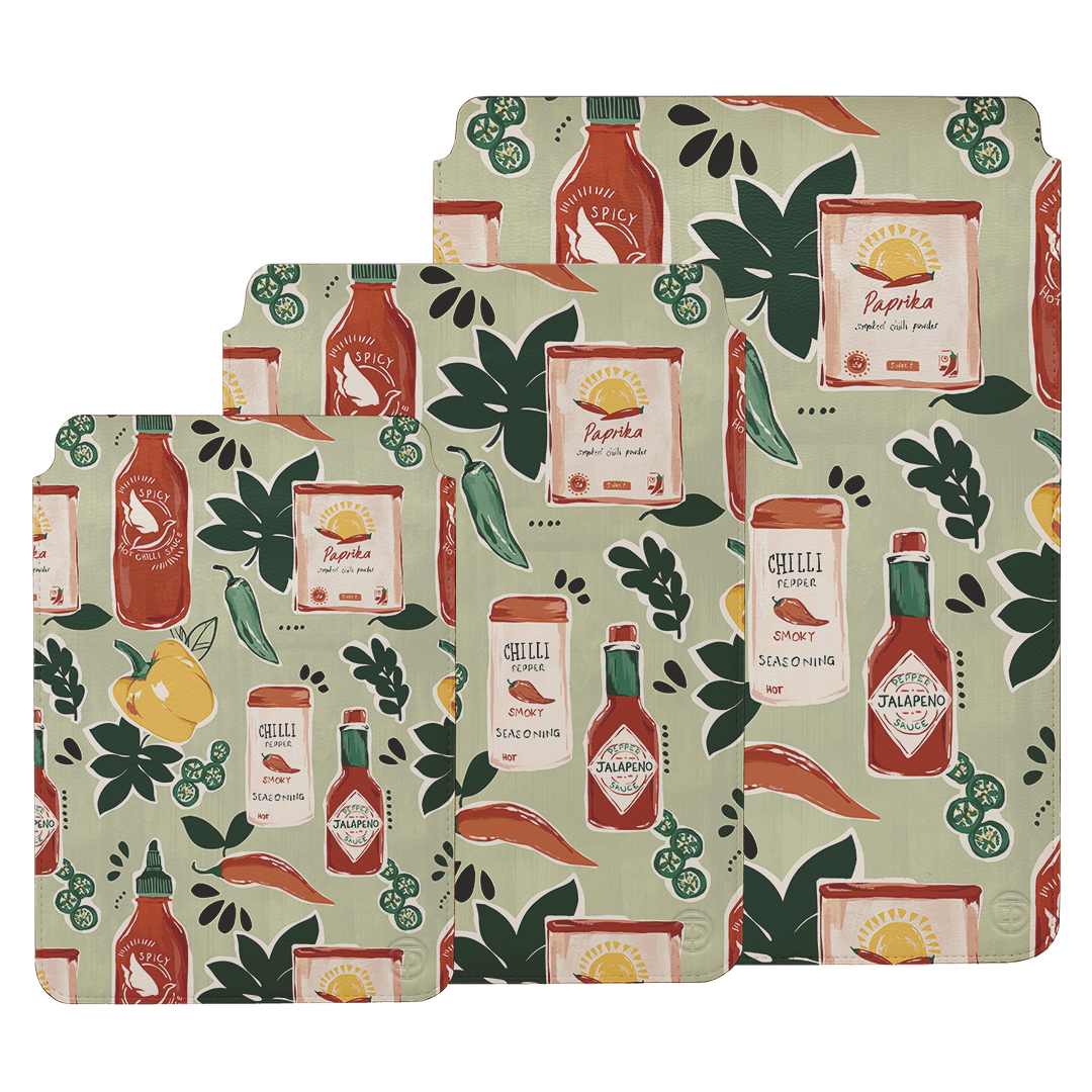 Premium Chilli Pepper Print Laptop & iPad Sleeve - Protective Case for MacBook, iPad Pro, Air - Perfect for Work, Travel & School
