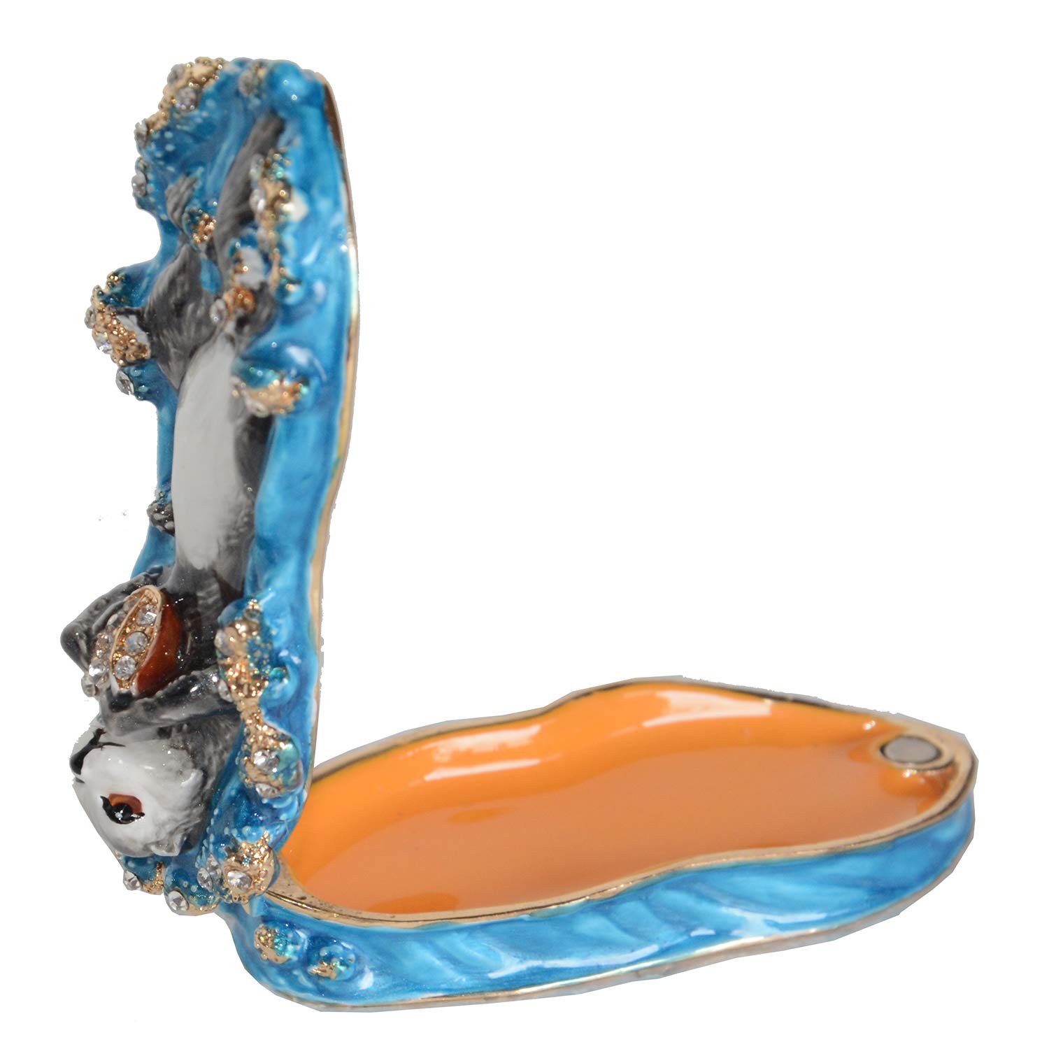 Hand-Painted Sea Otter Trinket Box with Hinged Lid - Jewelry Storage, Ring & Earring Holder, Animal Figurine Collectible - Perfect for Home Decor, Gift Giving & Organizing Small Treasures