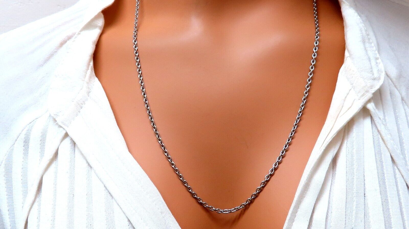 24 Inch 2.7mm Platinum Cable Link Chain for Men & Women - Durable Fashion Necklace for Daily Wear, Layering & Special Occasions
