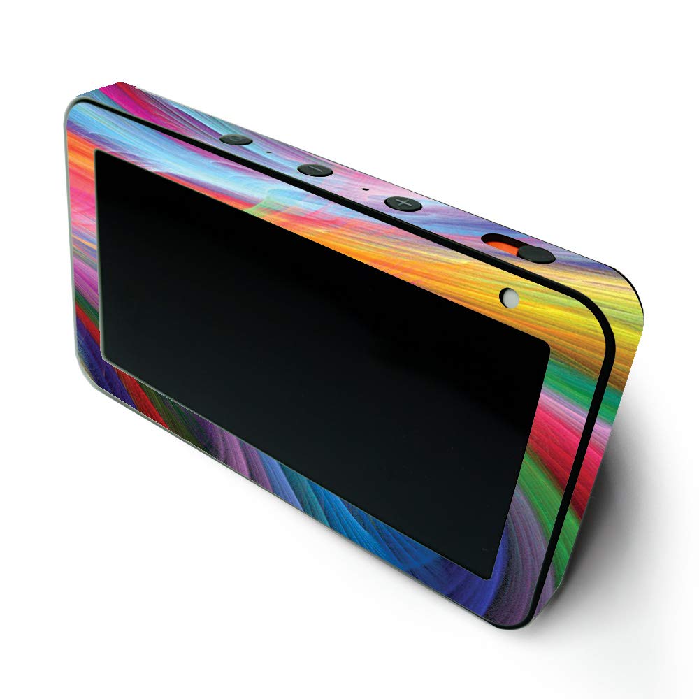MightySkins Protective Vinyl Wrap for Amazon Echo Show 5 (1st & 2nd Gen) - Rainbow Waves Design | Easy to Apply & Remove | Made in USA | Customizable Decal for Home & Office Decor