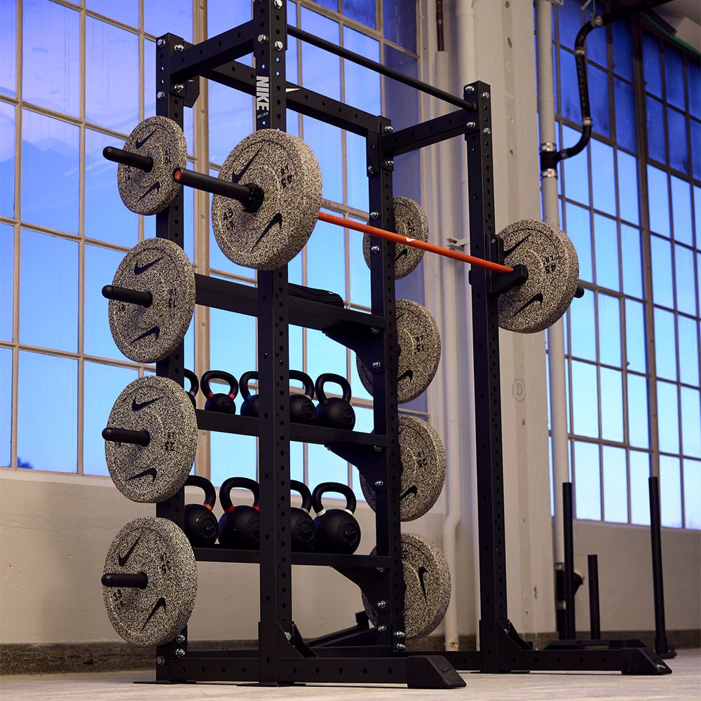 Nike Premium J Hooks - Heavy Duty Weightlifting Barbell Supports for Power Racks & Squat Stands - Perfect for Home Gym & CrossFit Training