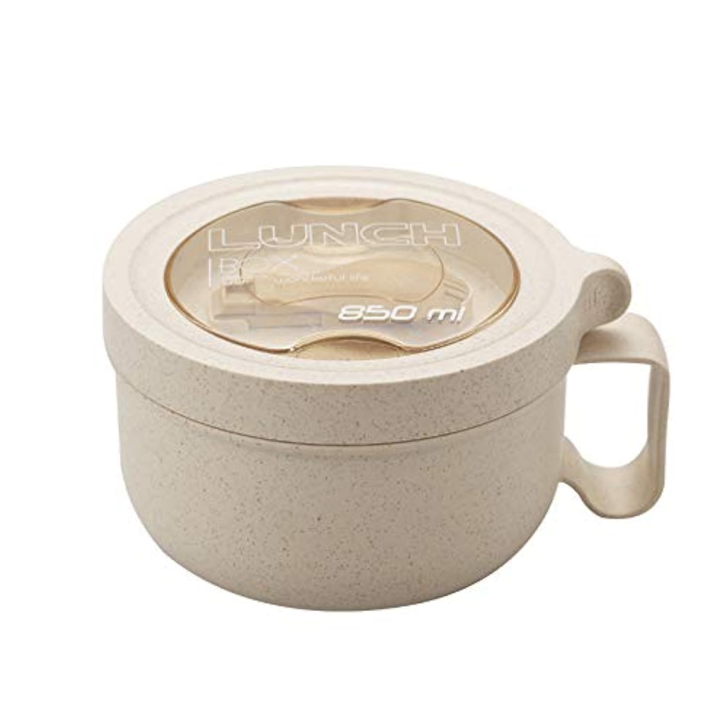 Rarapop 28.7oz Microwave Safe Soup Bowl with Lid - Wheat Straw Ramen Noodle Cup for Instant Noodles, Oatmeal, Gumbo, Salad & Cereal - BPA-Free, Eco-Friendly, Easy-Grip Design (Beige) - Perfect for Office Lunch, Camping & Dorm Room Meals