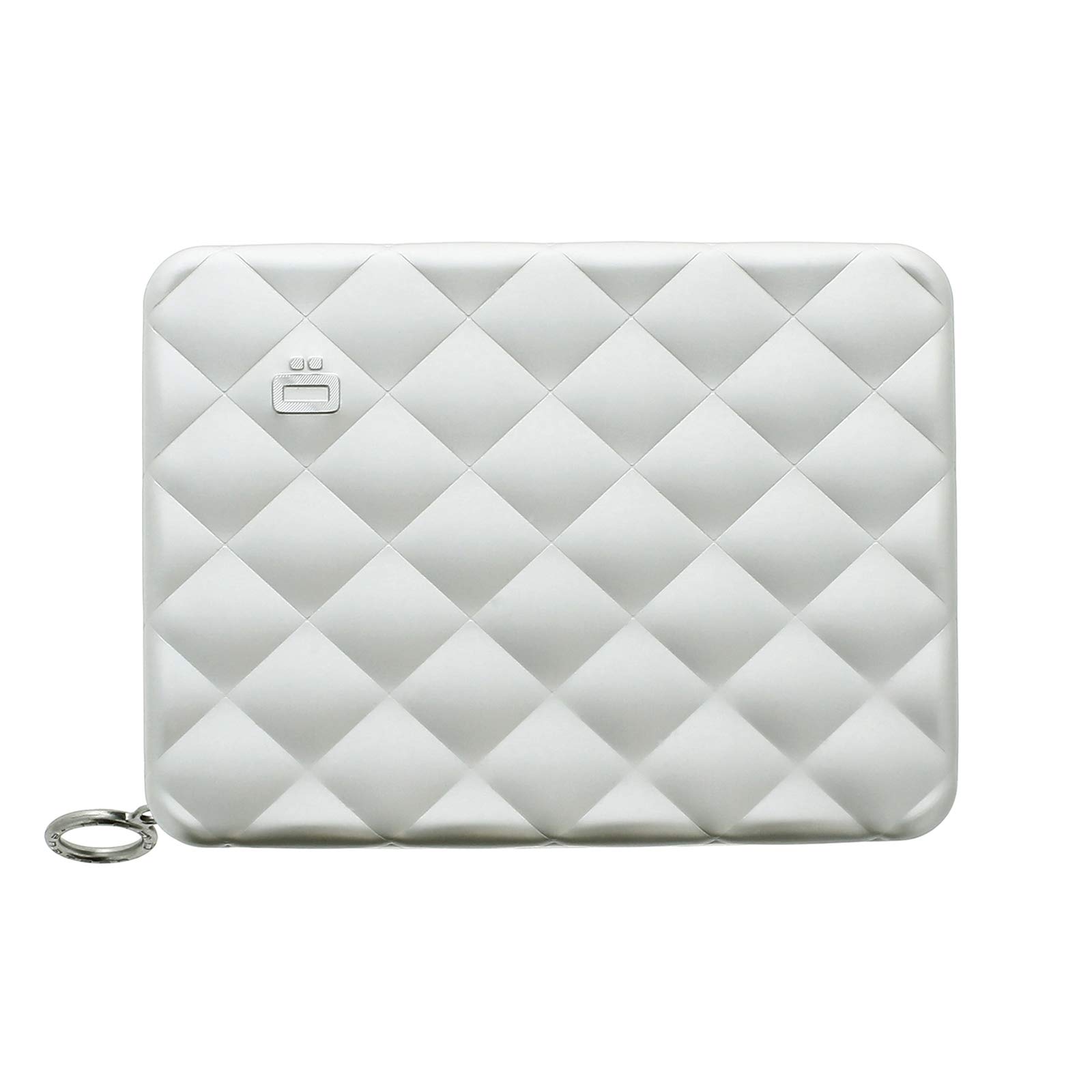 ÖGON DESIGN Quilted Passport Aluminum Wallet - Large Capacity RFID Blocking Travel Organizer for Women - Silver | Perfect for Airports, Business Trips & International Travel