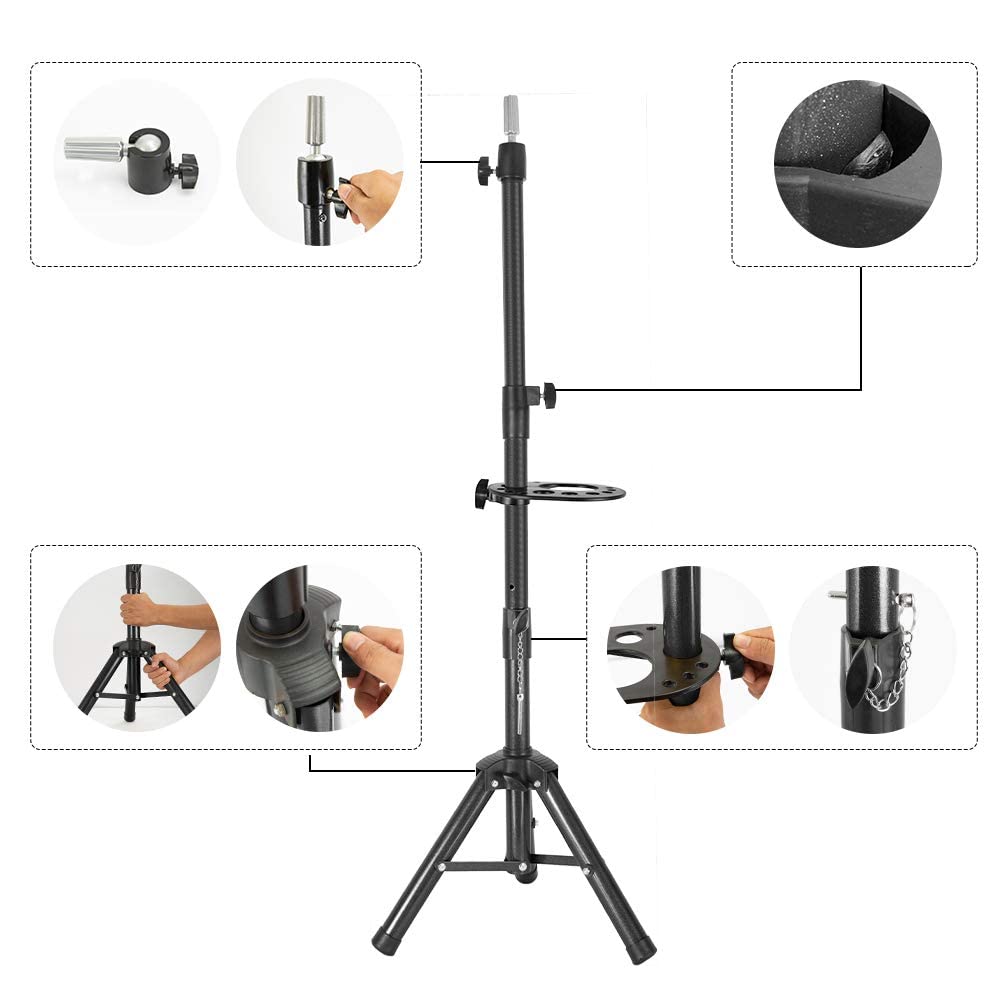 55 Inch Wig Stand with Heavy Duty Tripod & Mannequin Head - Includes Tool Tray for Salon, Cosmetology & Home Hairstyling | Perfect for Wig Making, Styling & Storage