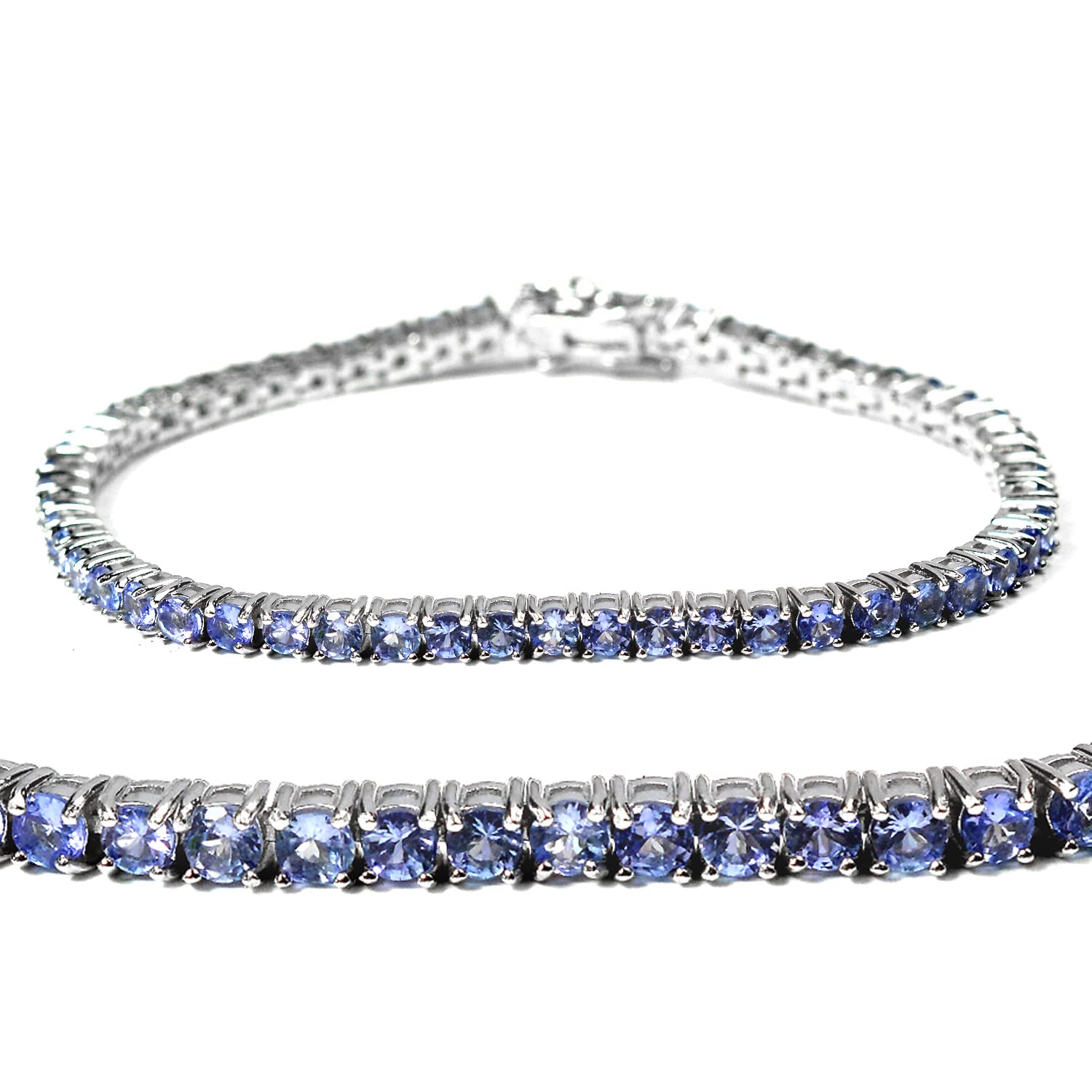 Natural 3mm Round Cut Blue Tanzanite Tennis Bracelet - 925 Sterling Silver December Birthstone Jewelry | Elegant Wedding, Proposal, Mother's Day Gift for Women | Perfect for Bridal Accessories, Anniversary Presents & Special Occasions