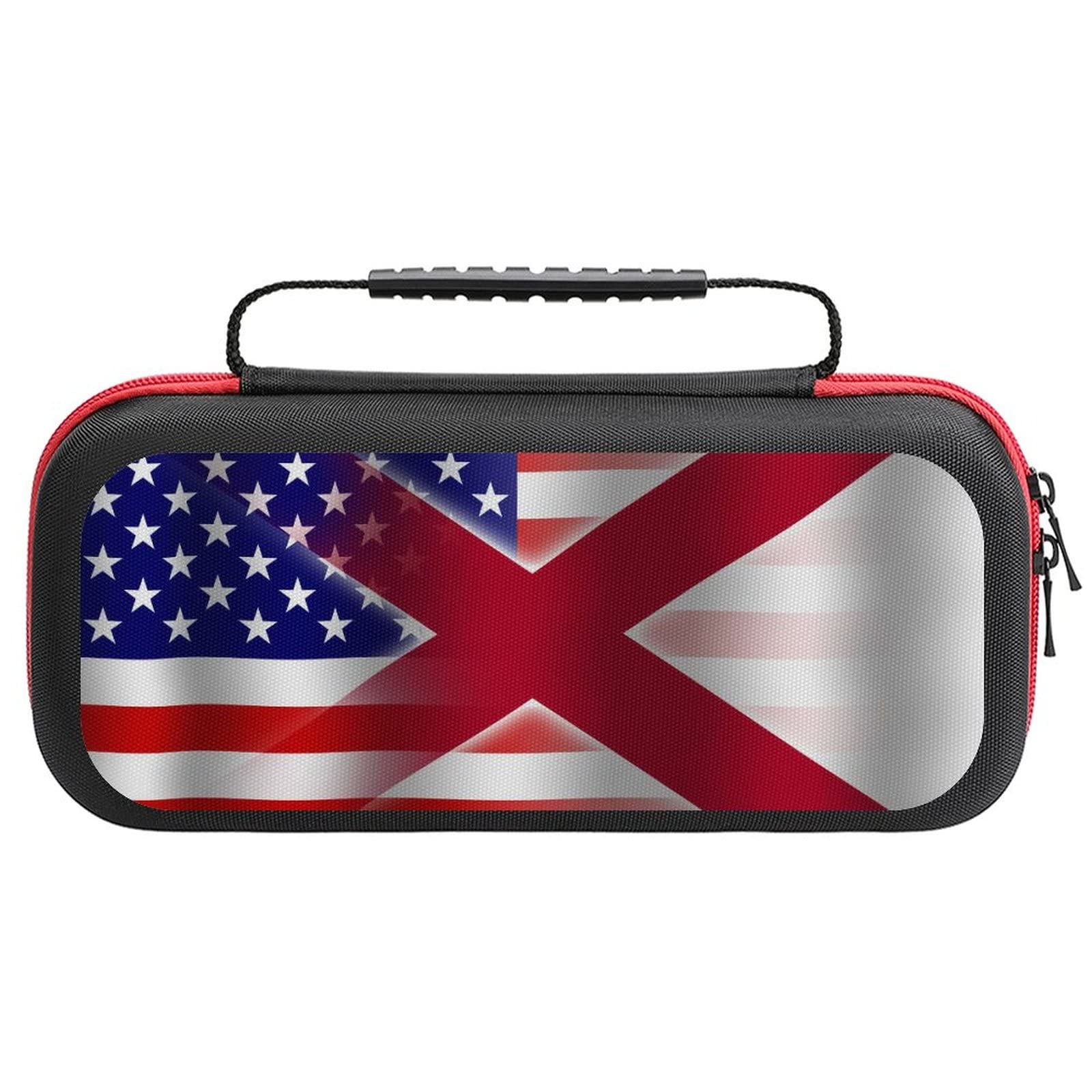 USA & Alabama Flag Nintendo Switch Carrying Case - Portable Travel Cover with 20 Game Card Slots | Perfect for Gaming On-The-Go & Travel Accessories