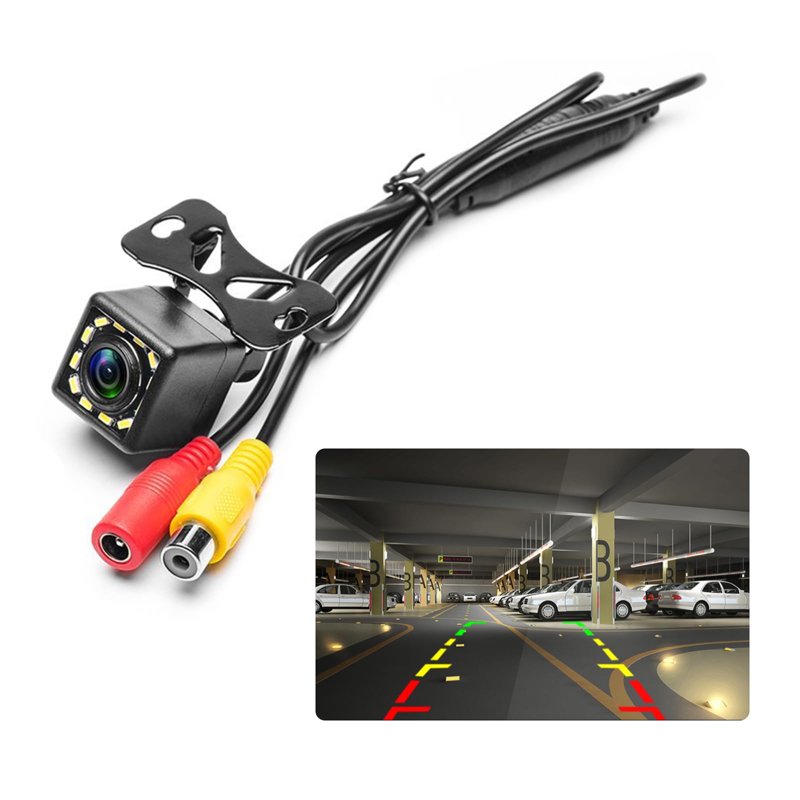 12-LED Night Vision IP66 Waterproof Car Backup Camera - Wide Angle Reversing Parking Camera for Cars, Trucks, Vans, SUVs & RVs - Perfect for Safe Parking, Reversing & Night Driving